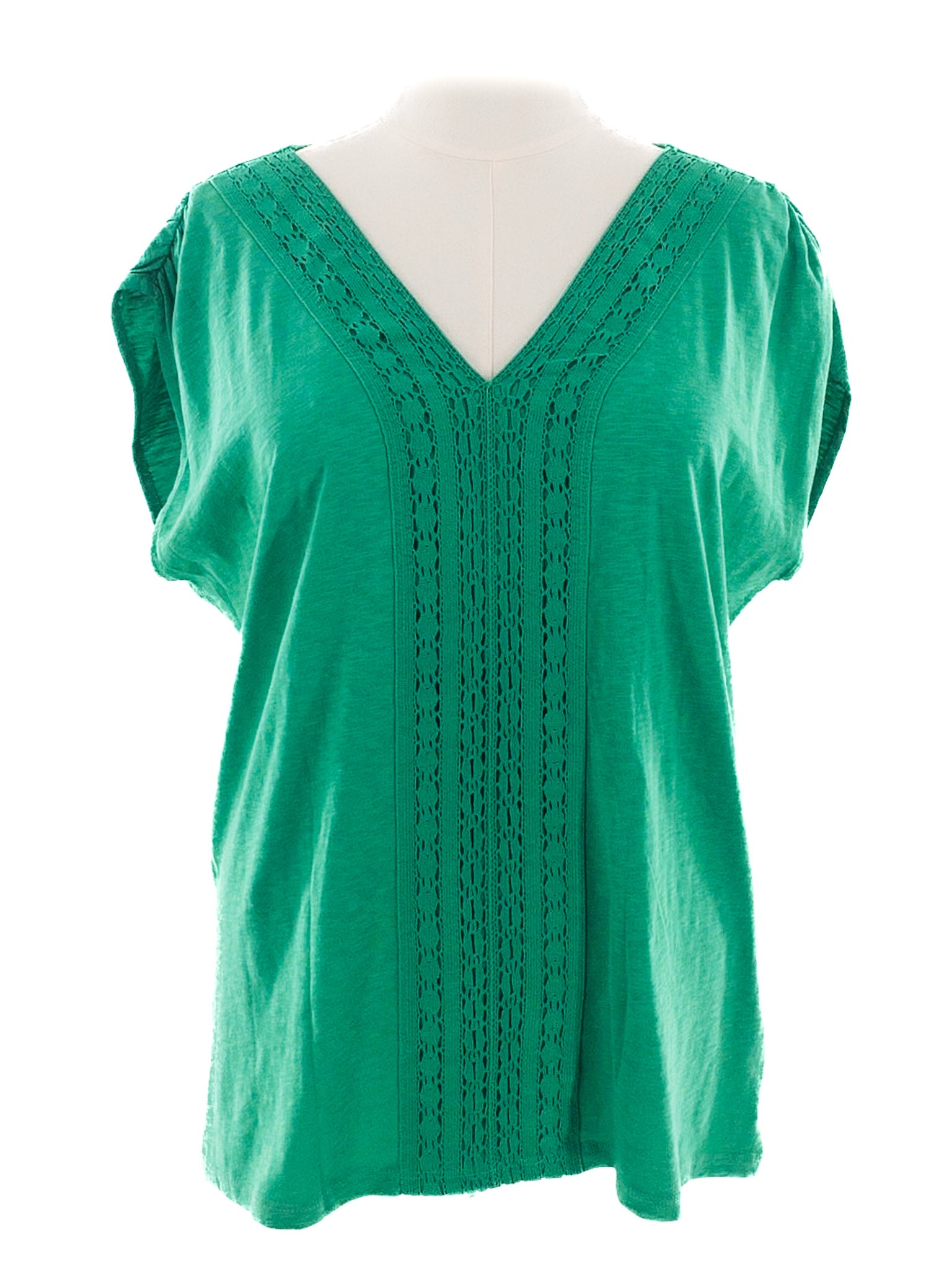 Talbots Green Lace up Cotton Sleeveless Size 1X T Shirt