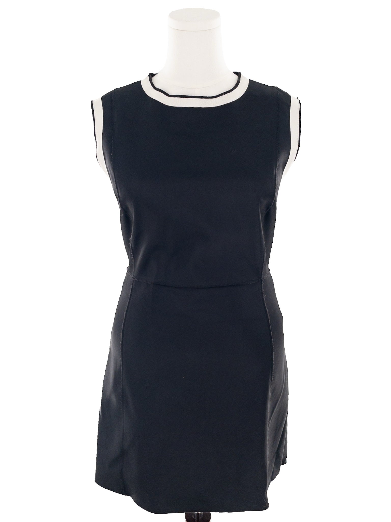 Zara Black Cream Piping Polyester Sleeveless Size L Dress