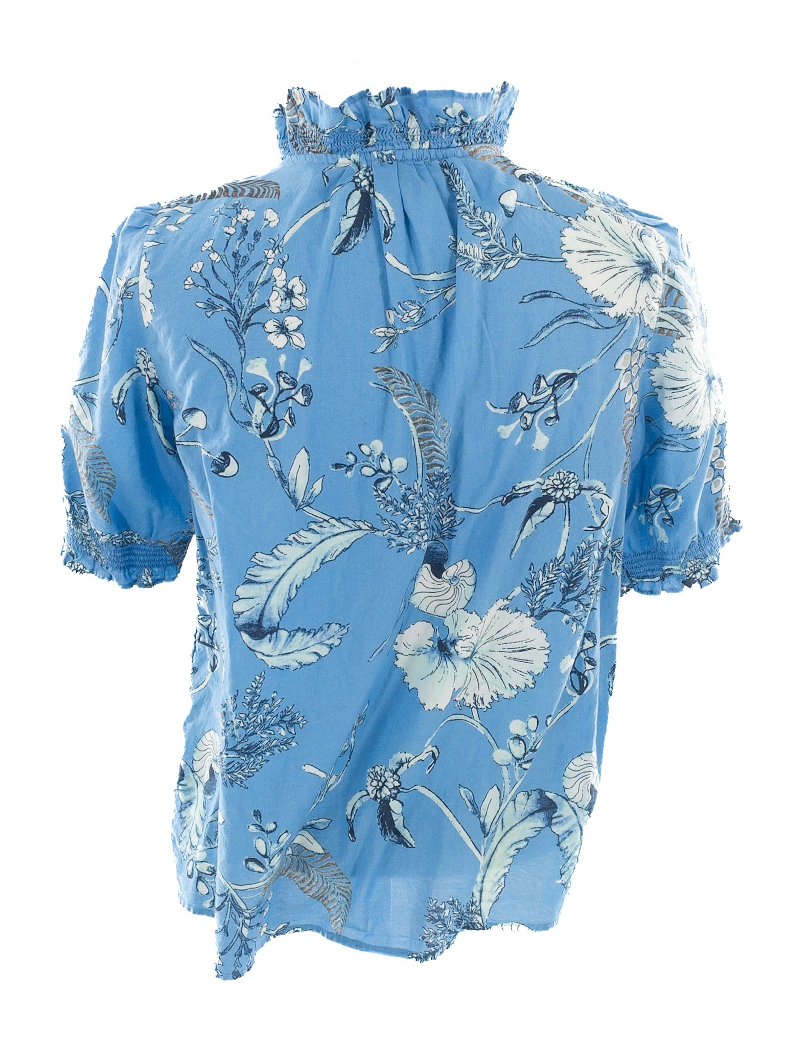 Talbots Blue Aqua Shell Cotton Puff Sleeve Size S Blouse