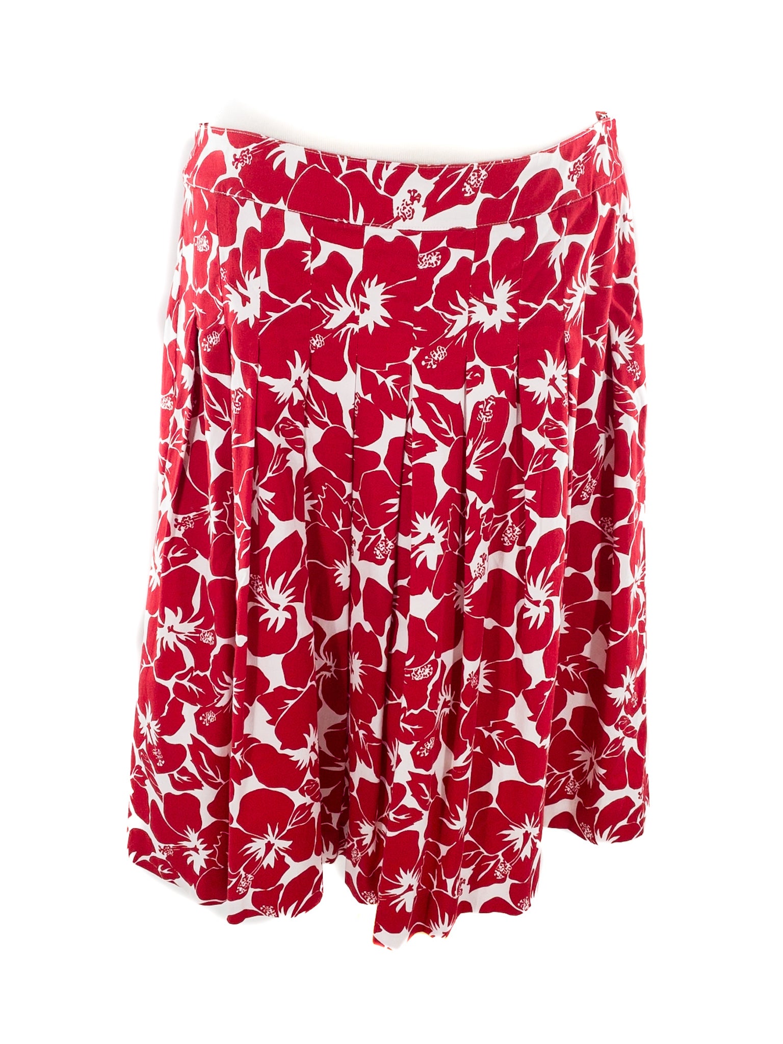 Talbots White Multi Floral Cotton Blend Size 6 Skirt