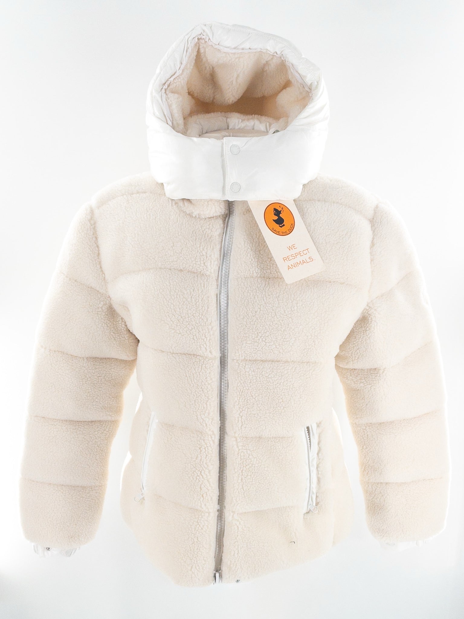 Save The Duck Cream Plush Polyester Blend Size M Jacket