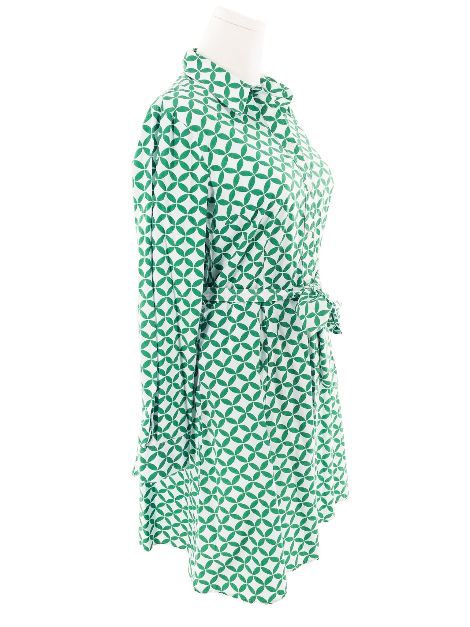 Boden White Graphic Pique Long Sleeve Size 10 Dress