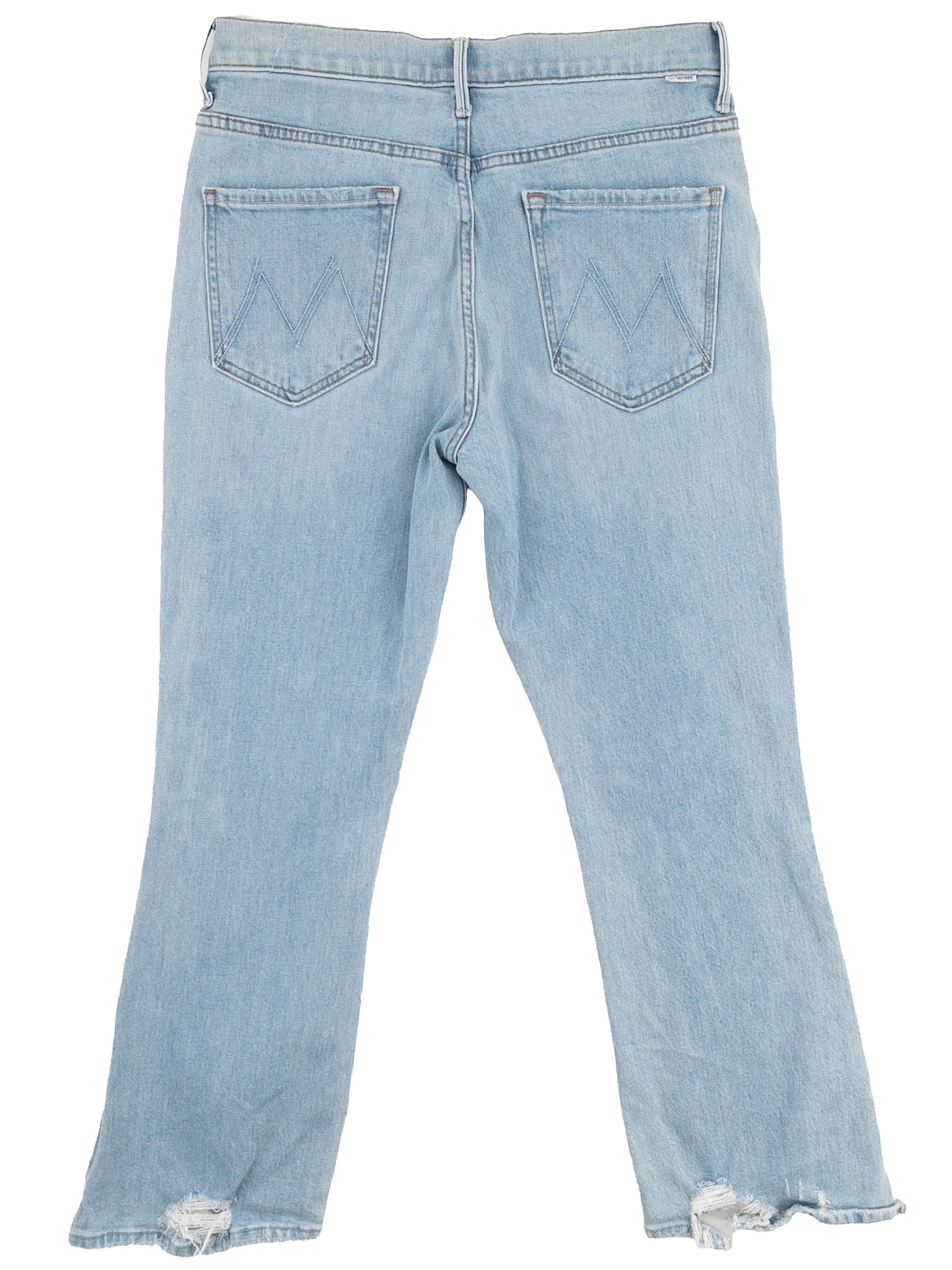 Mother Light Blue Distressed Cotton Blend Straight Crop Size 10 Jeans