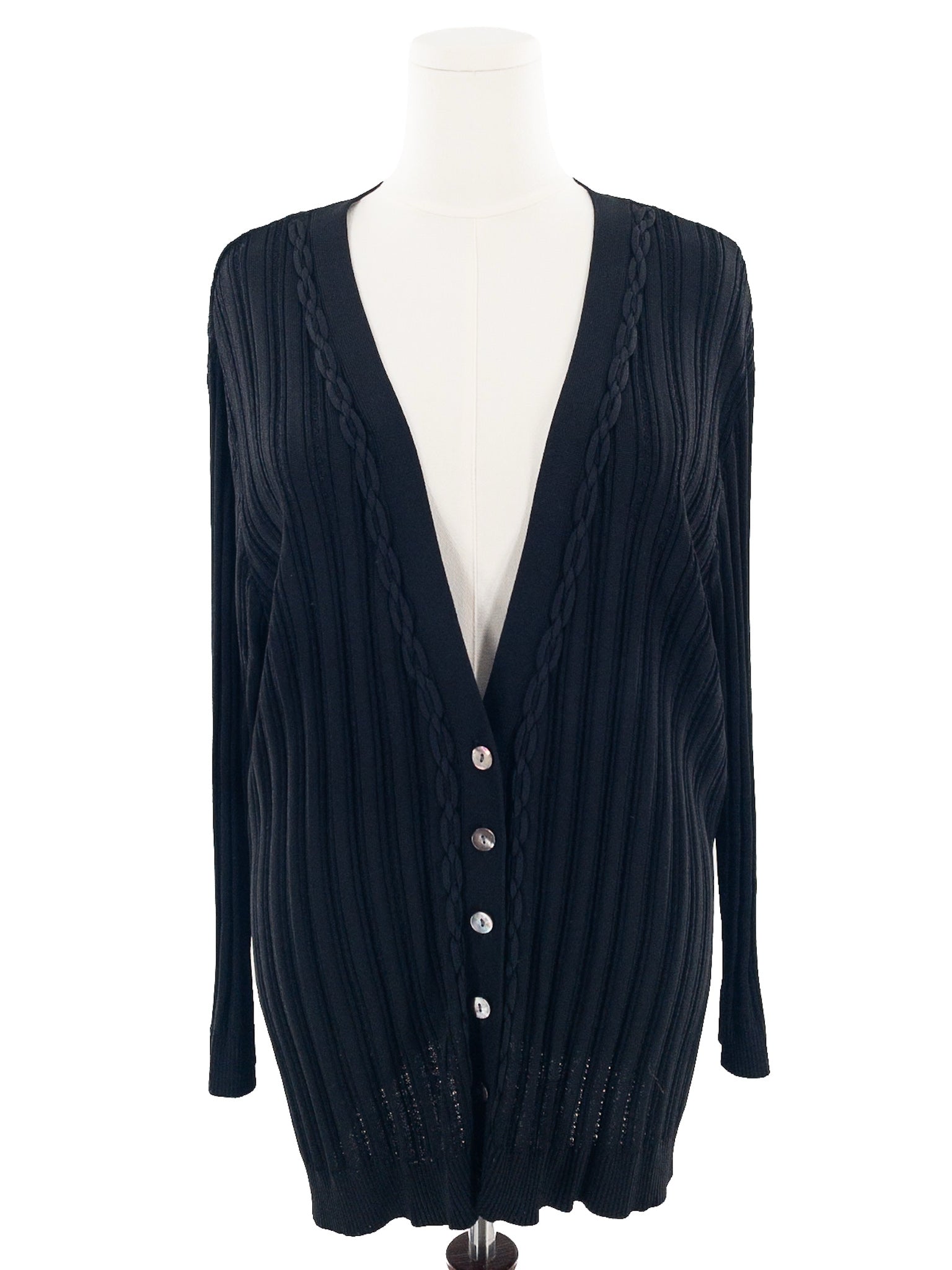 Jones New York Black Ribbed Rayon Blend Size 2X Cardigan