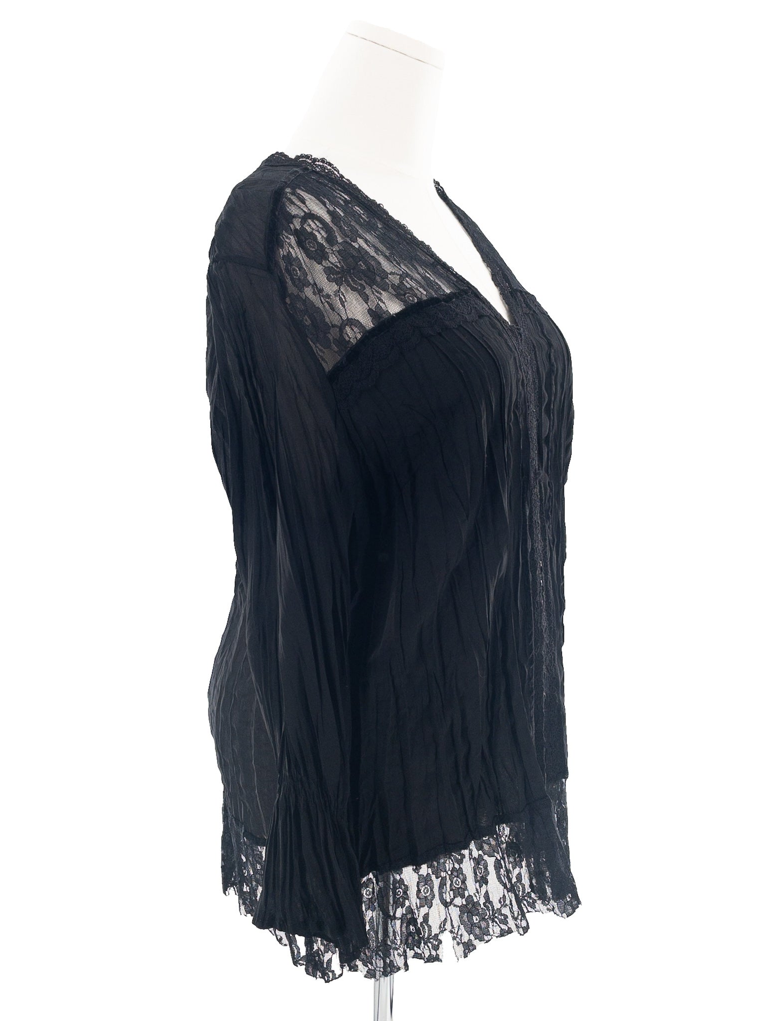 Black Lace Long Sleeve Size L Blouse