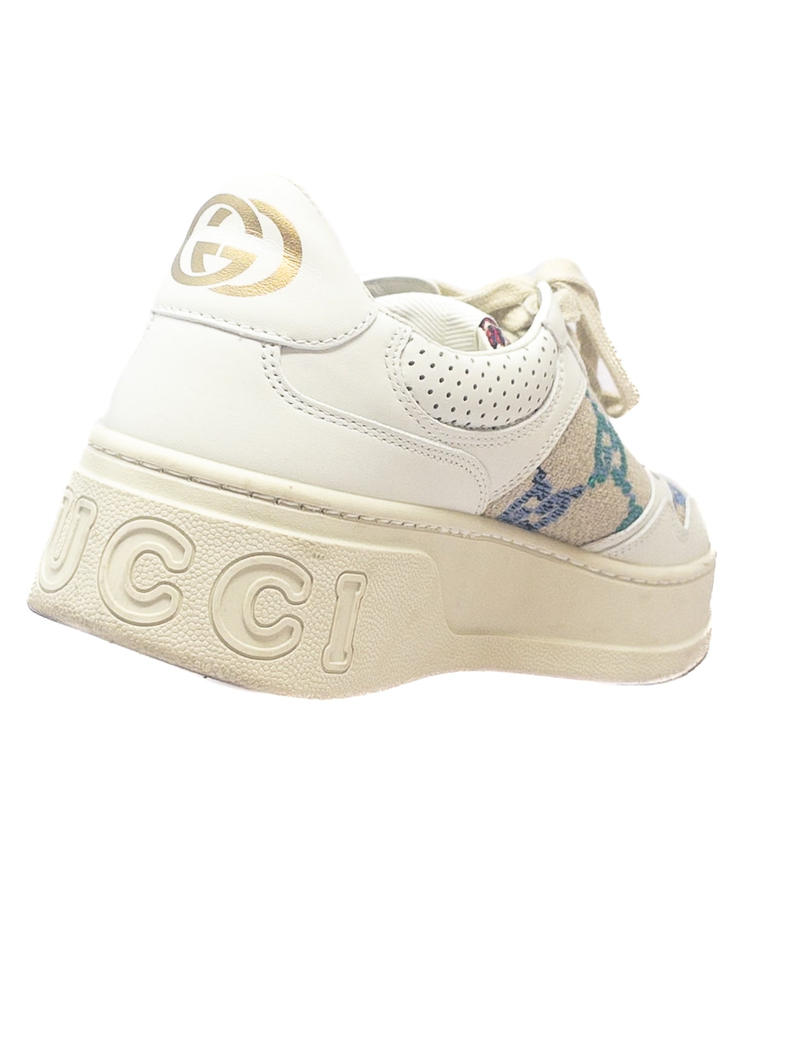 Gucci Ivory Multi Logo Canvas 9.5 Sneakers