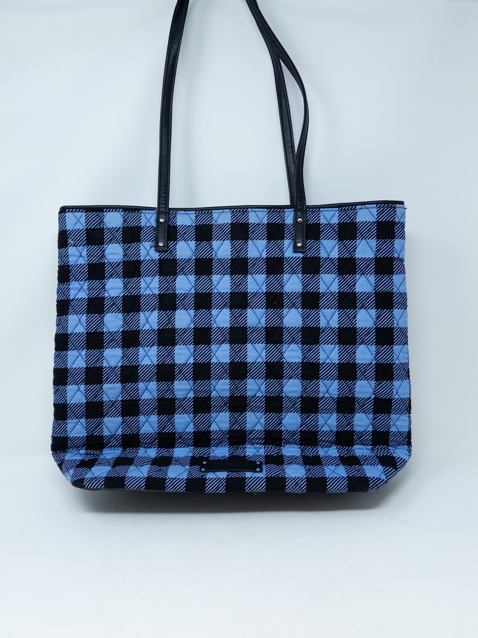 Vera Bradley Black Blue Plaid Cotton Tote