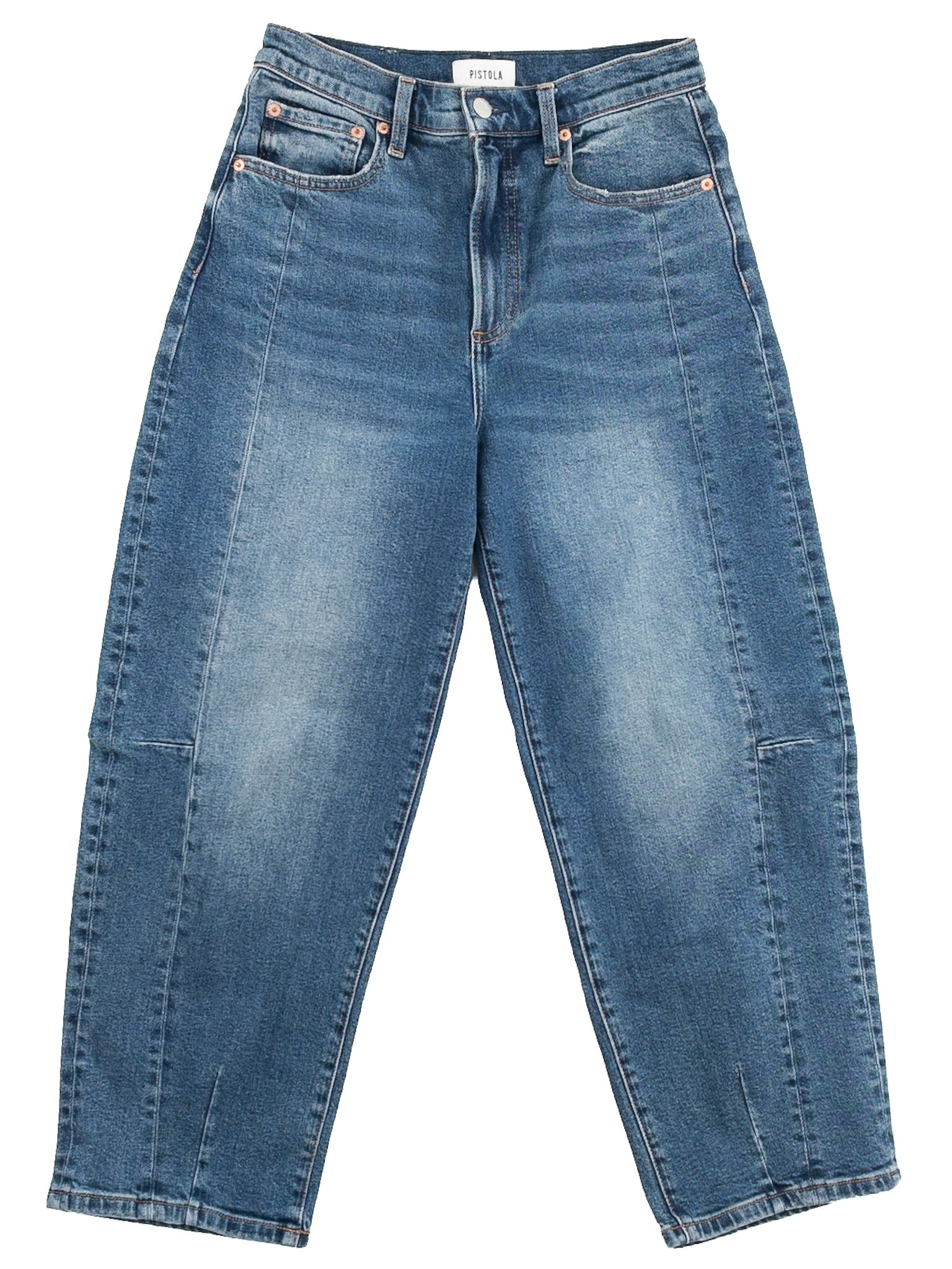 Pistola Blue Washed Cotton Blend Barrel Size 4 Jeans