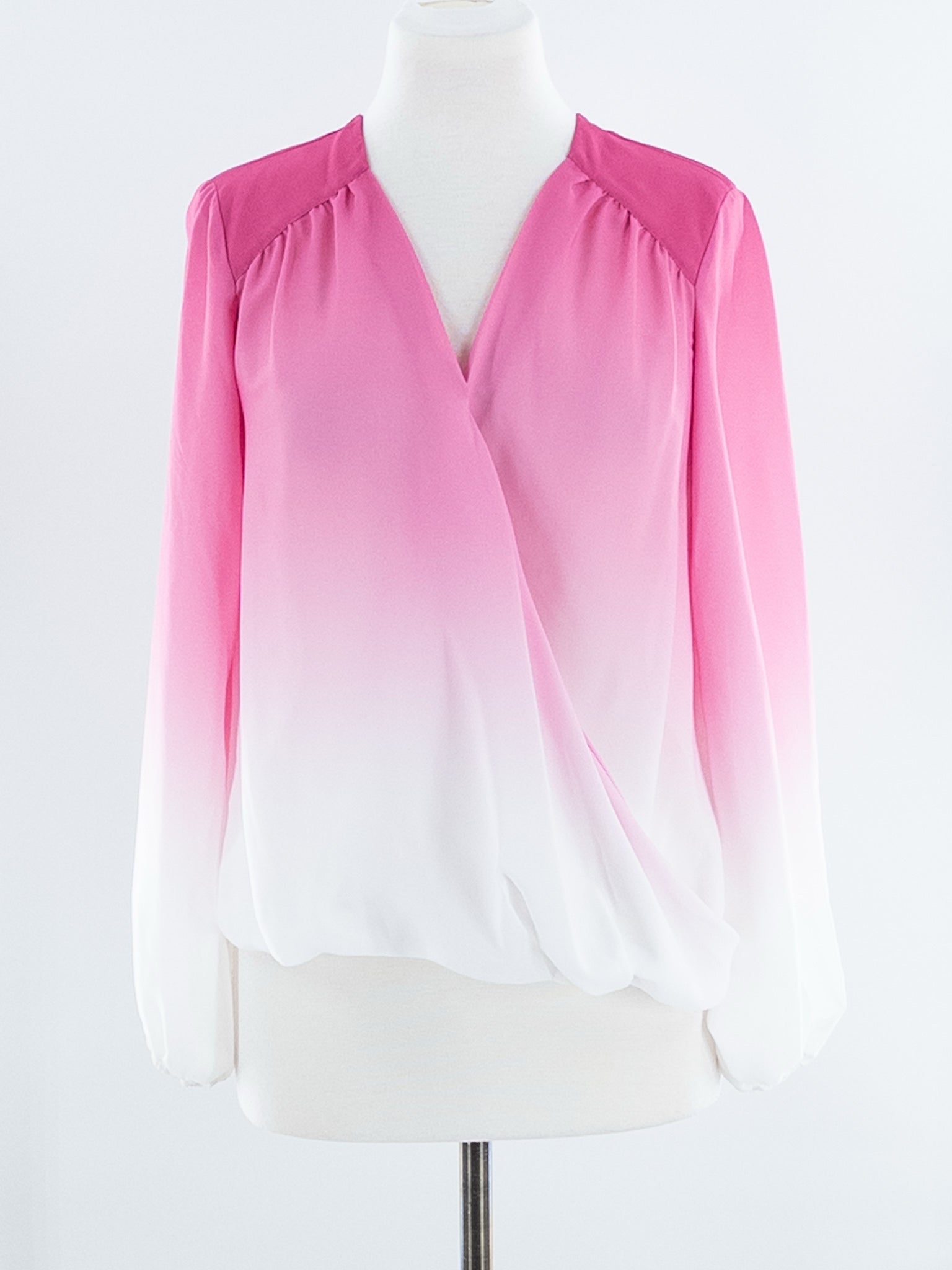 INC Pink Ombre Polyester Long Sleeve Size XS Blouse