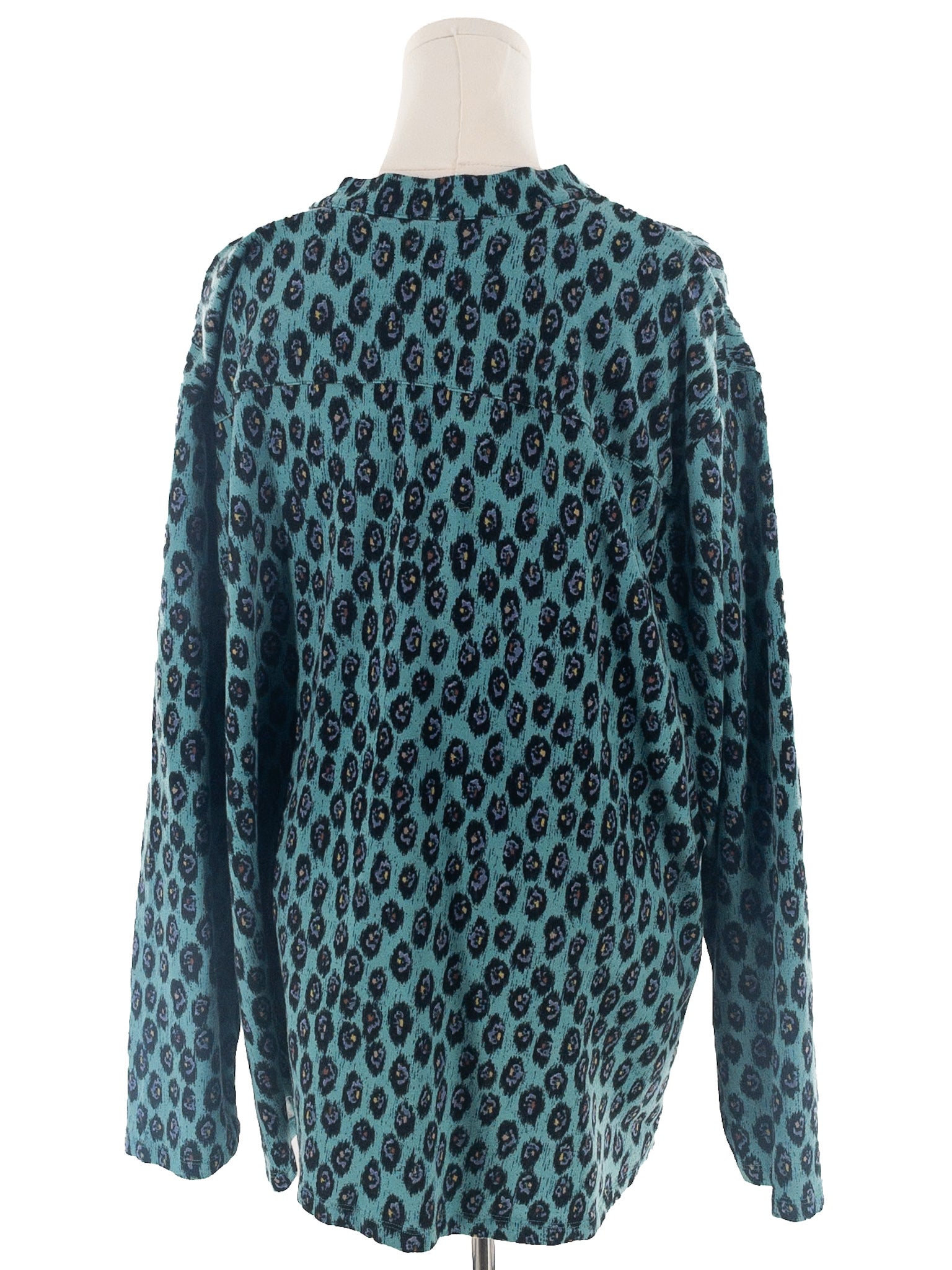 Nic & Zoe Blue Black Cheetah Print Polyester Blend Size 3X Sweatshirt