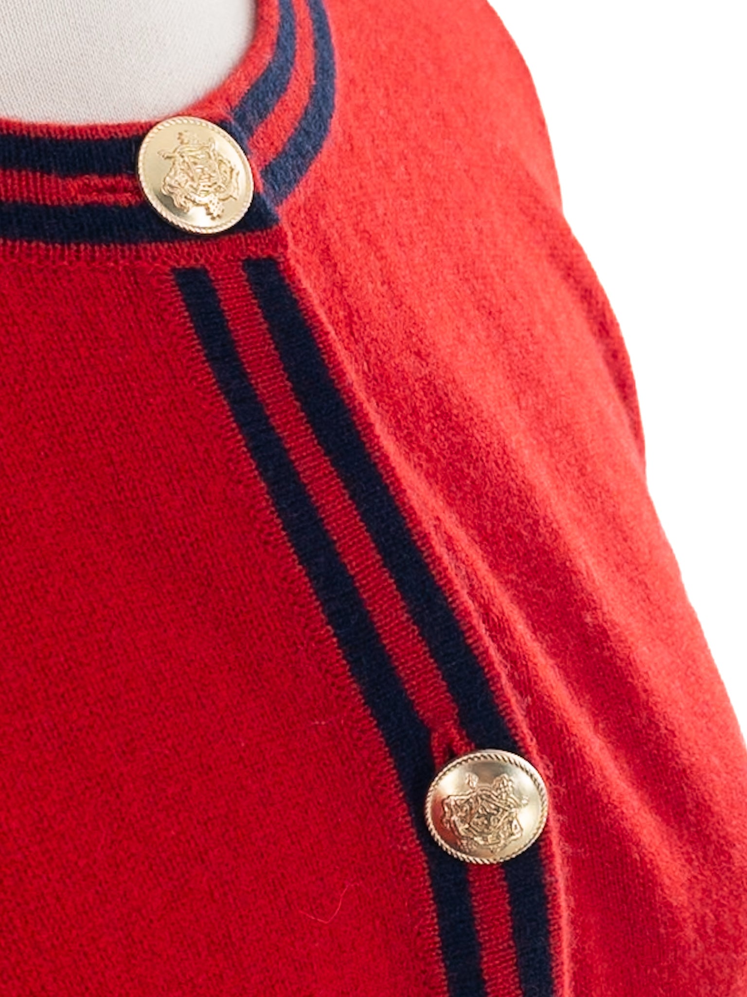 J Crew Red Navy Piping Cashmere Size M Cardigan