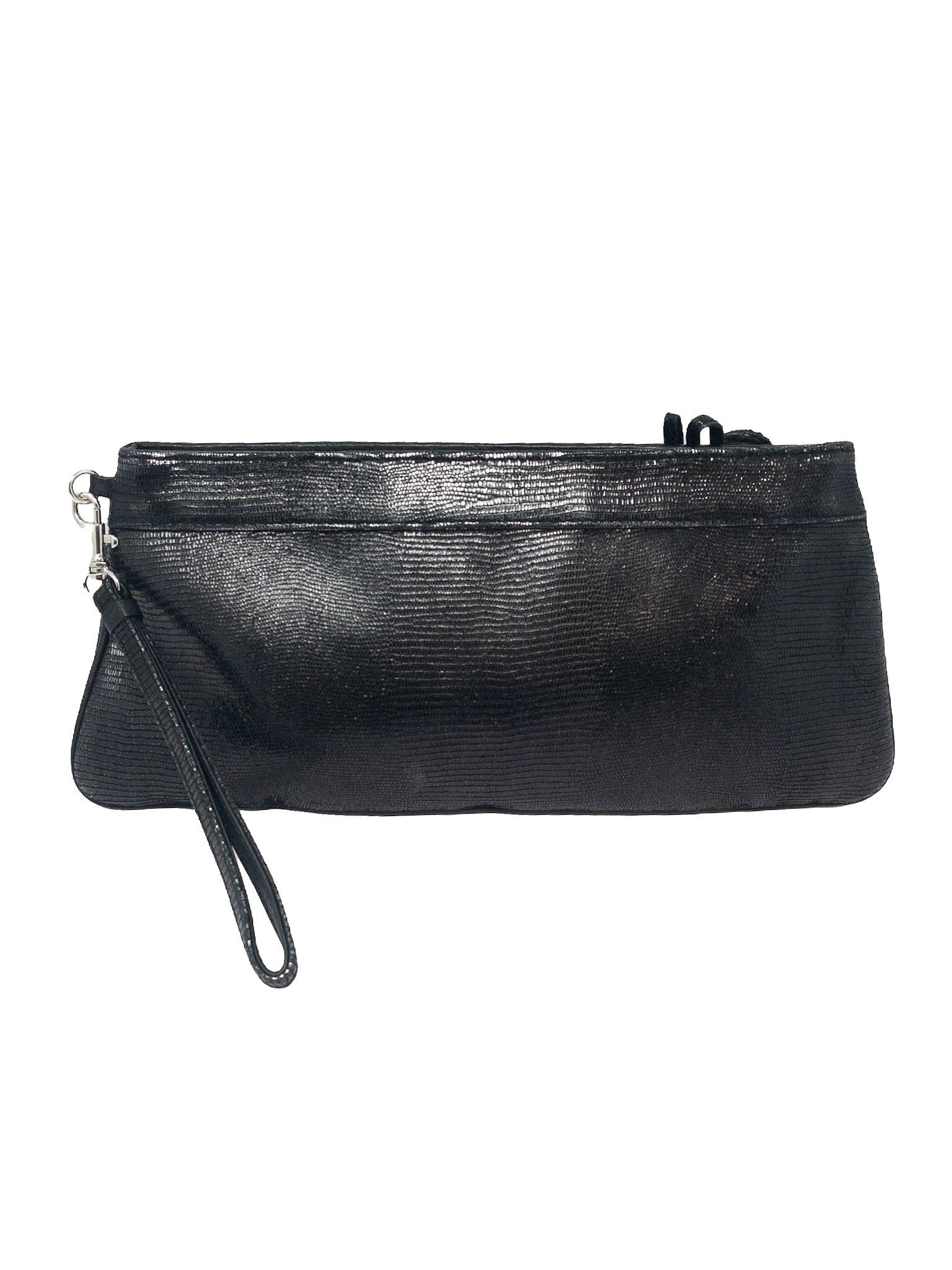 Isabella Fiori Black Shimmer Leather Clutch