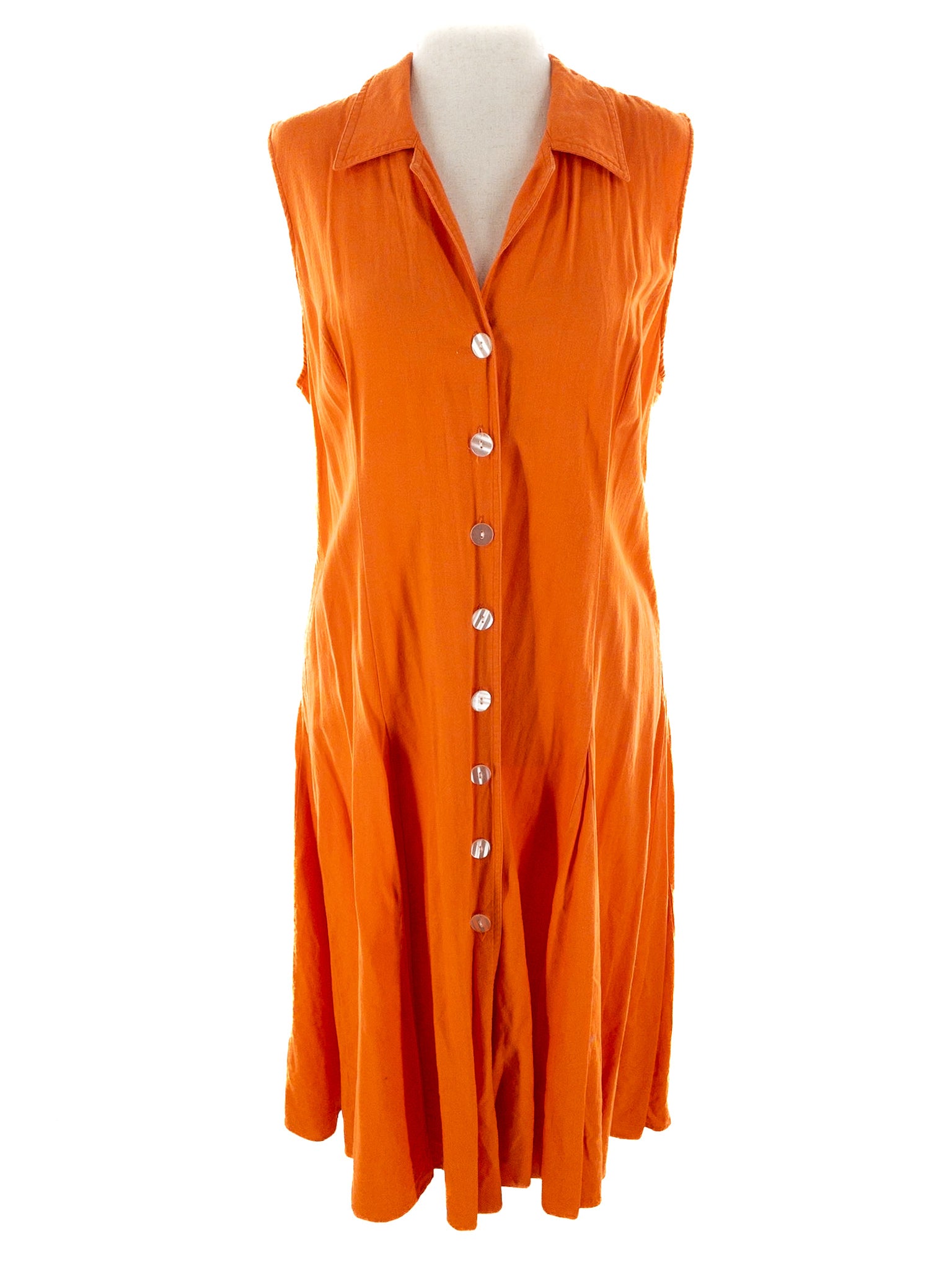 Norm Thompson Orange Button Cotton Sleeveless Size XL Dress