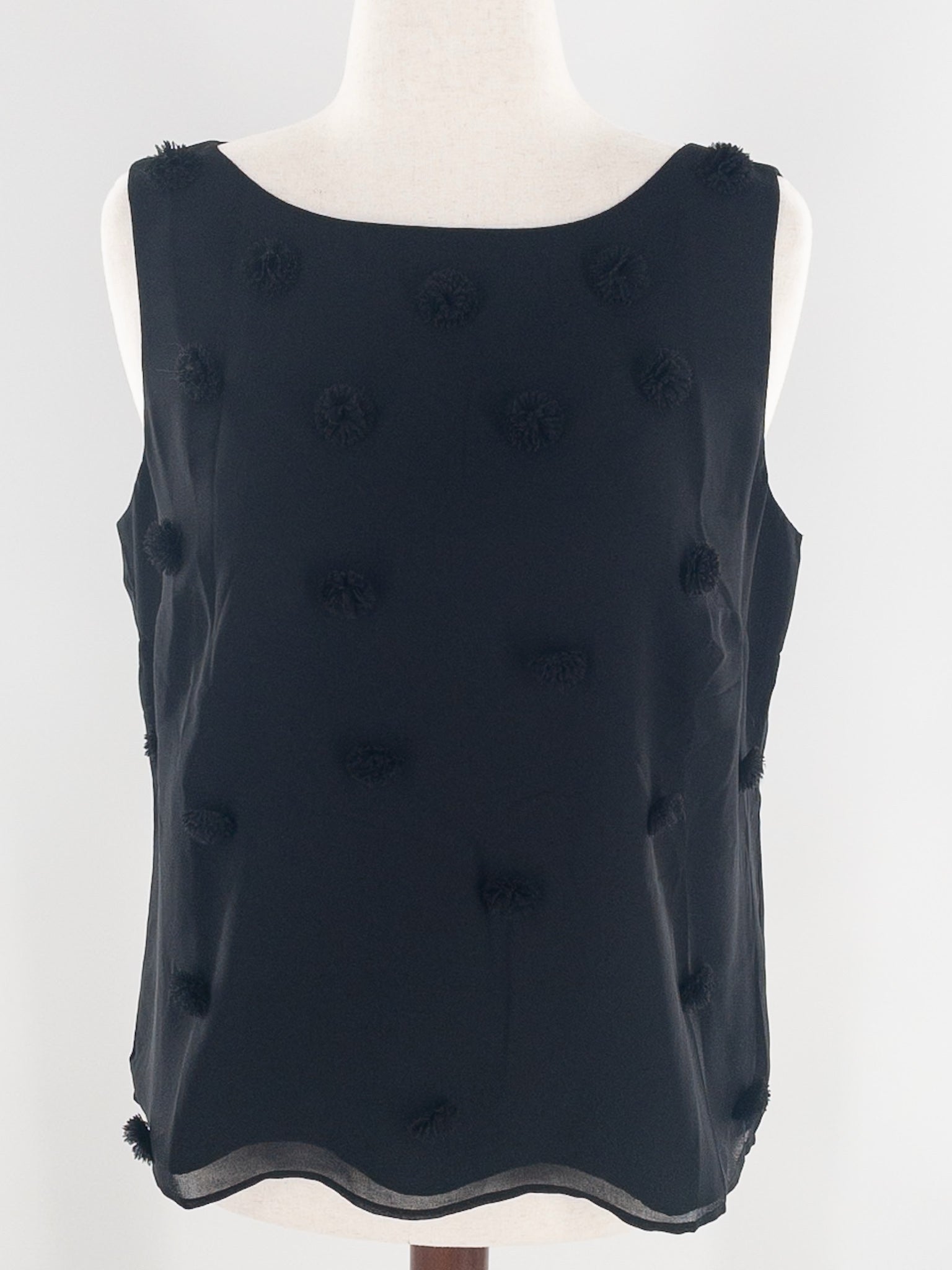 Talbots Black Embellished Polyester Sleeveless Size L Blouse