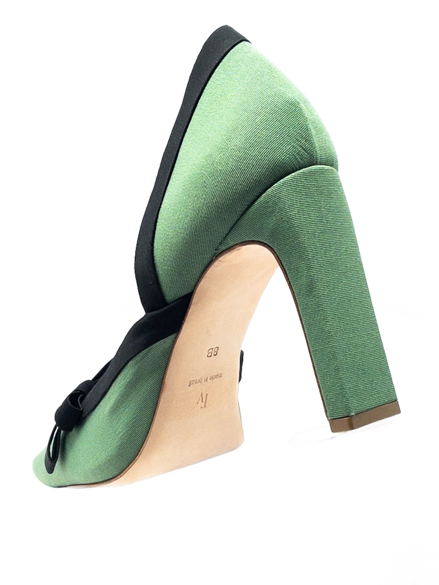Frances Valentine Emerald Black Satin 8 Pumps