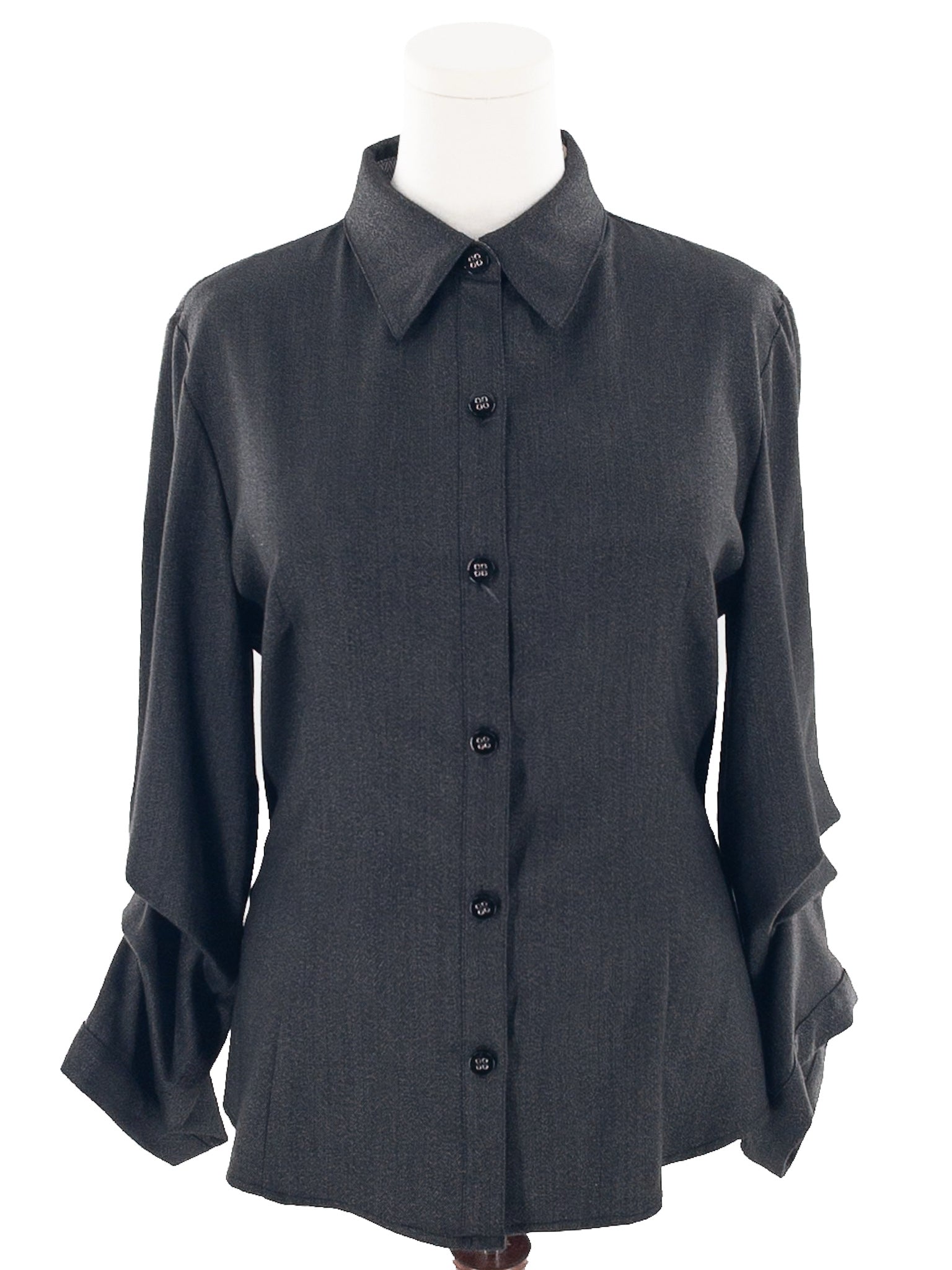 Penta Charcoal Ruched Polyester Long Sleeve Size 10 Blouse