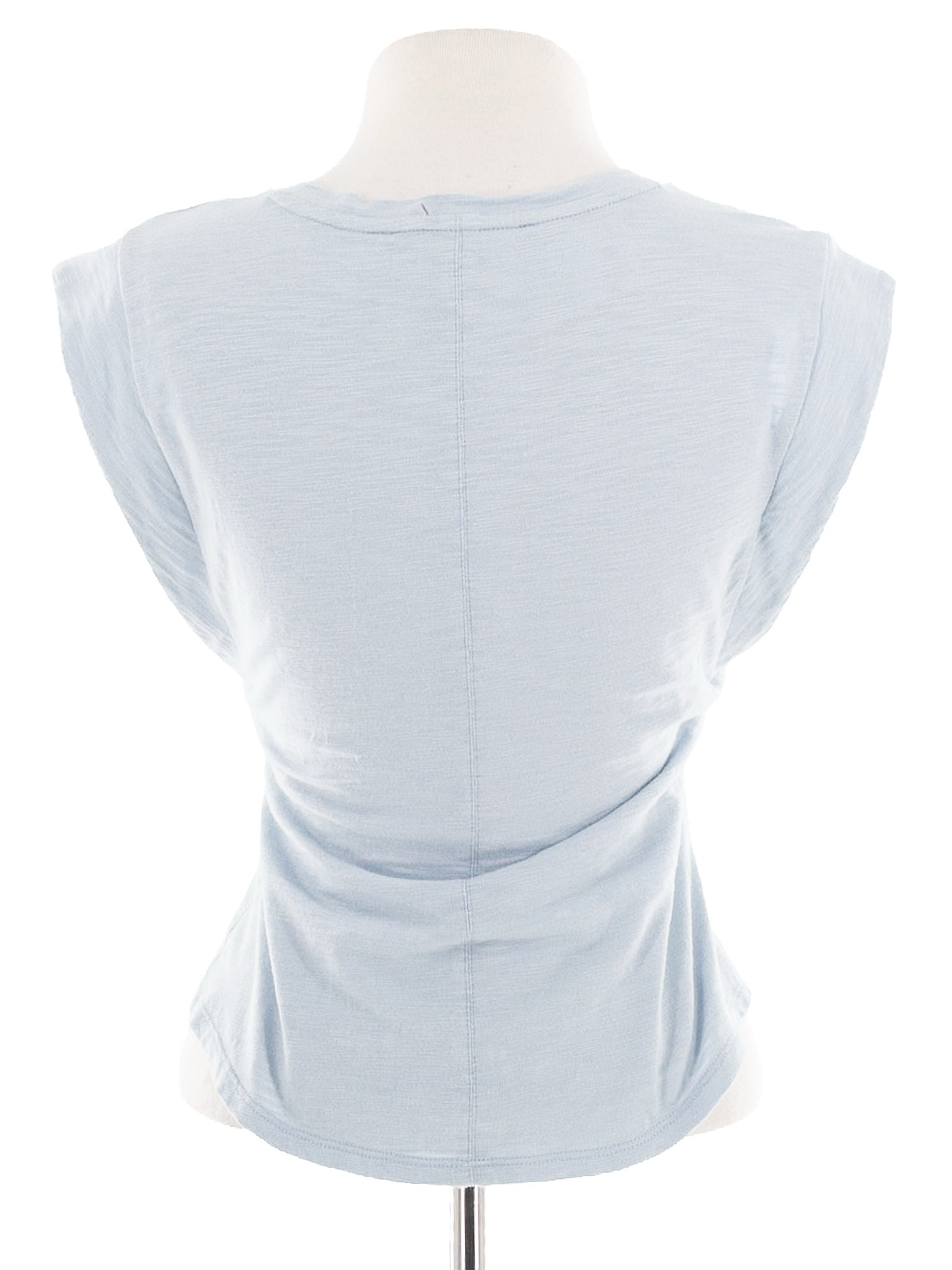 White House Black Market Light Blue Scoop Neck Cotton Blend Cap Sleeve T Shirt