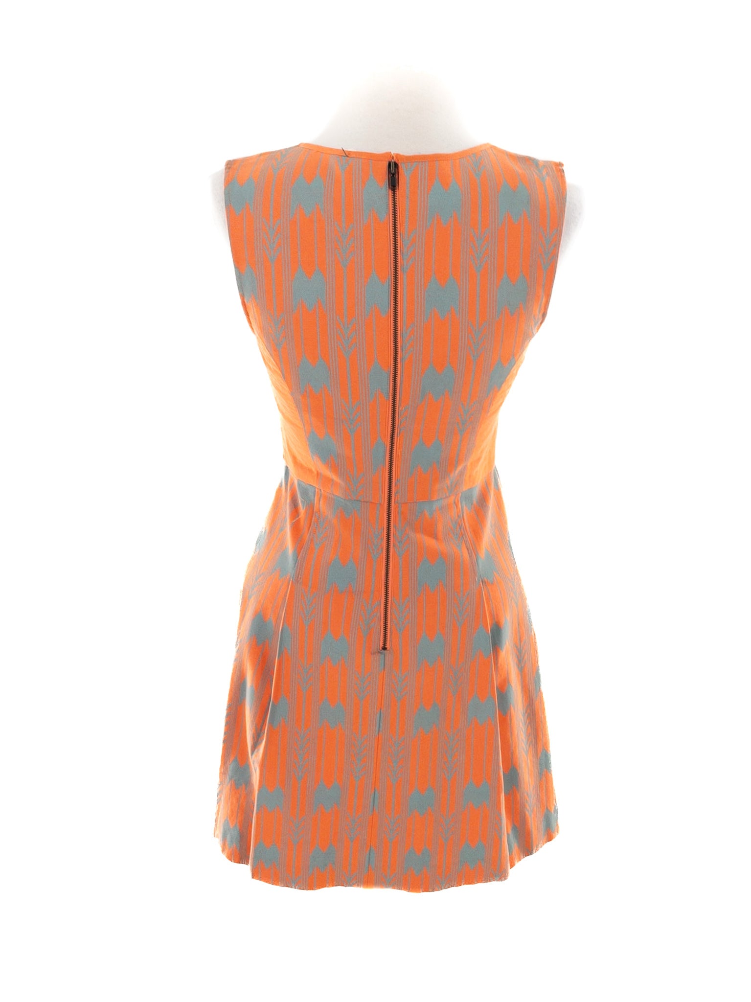 Plenty Orange Gray Print Cotton Blend Sleeveless Size 2 Dress