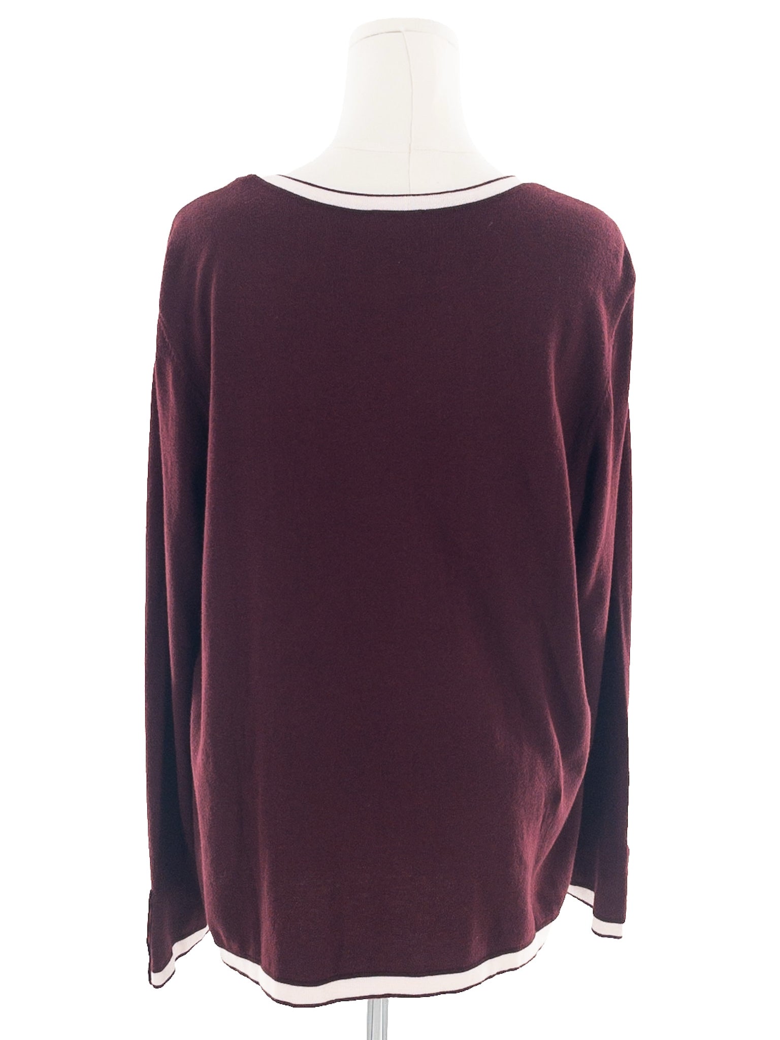 Talbots Maroon Pink Piping Cotton Blend Size 2X Cardigan