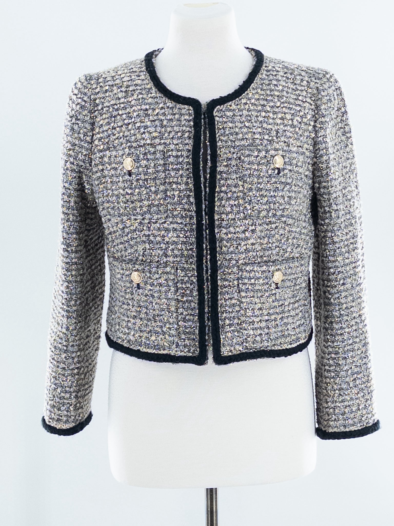 J Crew Black Bronze Metallic Tweed Size 8 Blazer