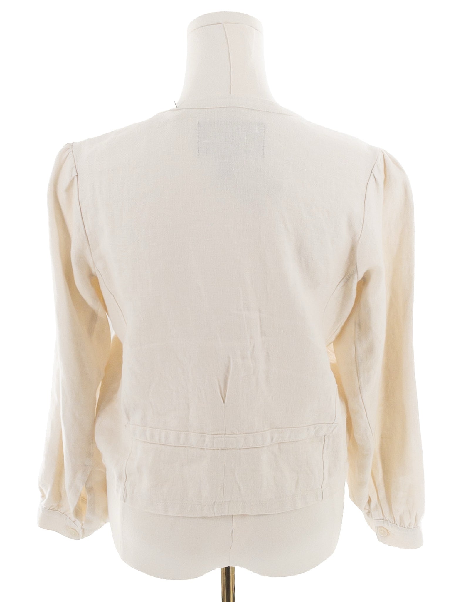J Crew Cream Embroidered Linen Long Sleeve Size 12 Blouse