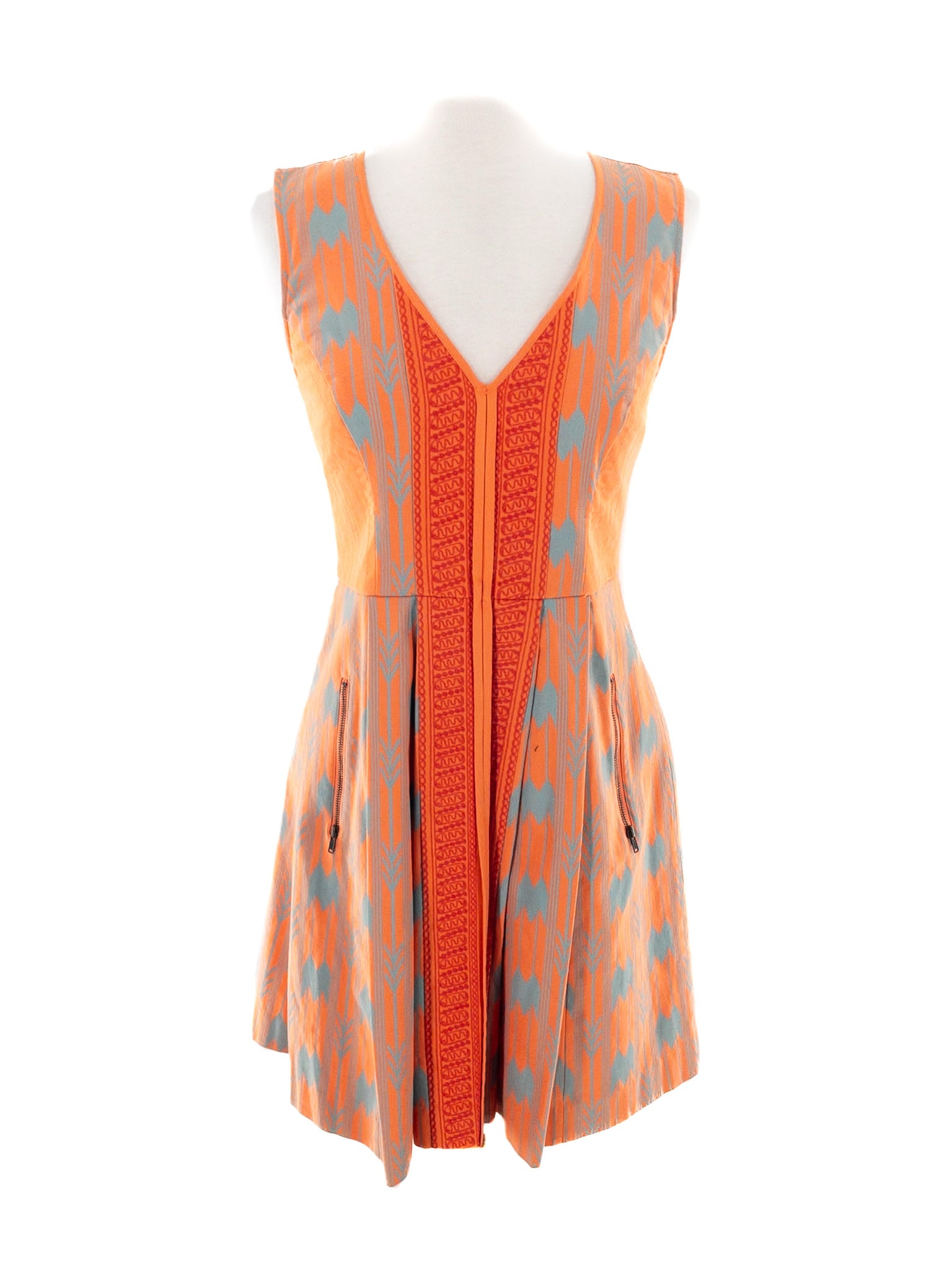Plenty Orange Gray Print Cotton Blend Sleeveless Size 2 Dress