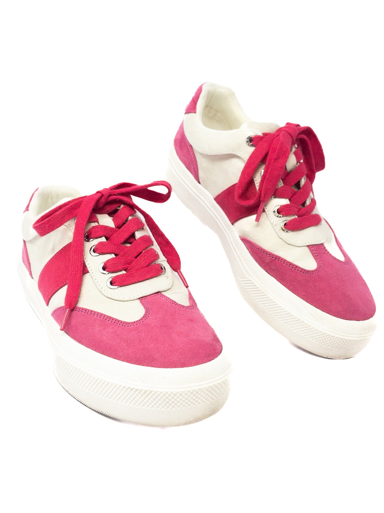 J Slides Pink White Tie Suede 7 Sneakers