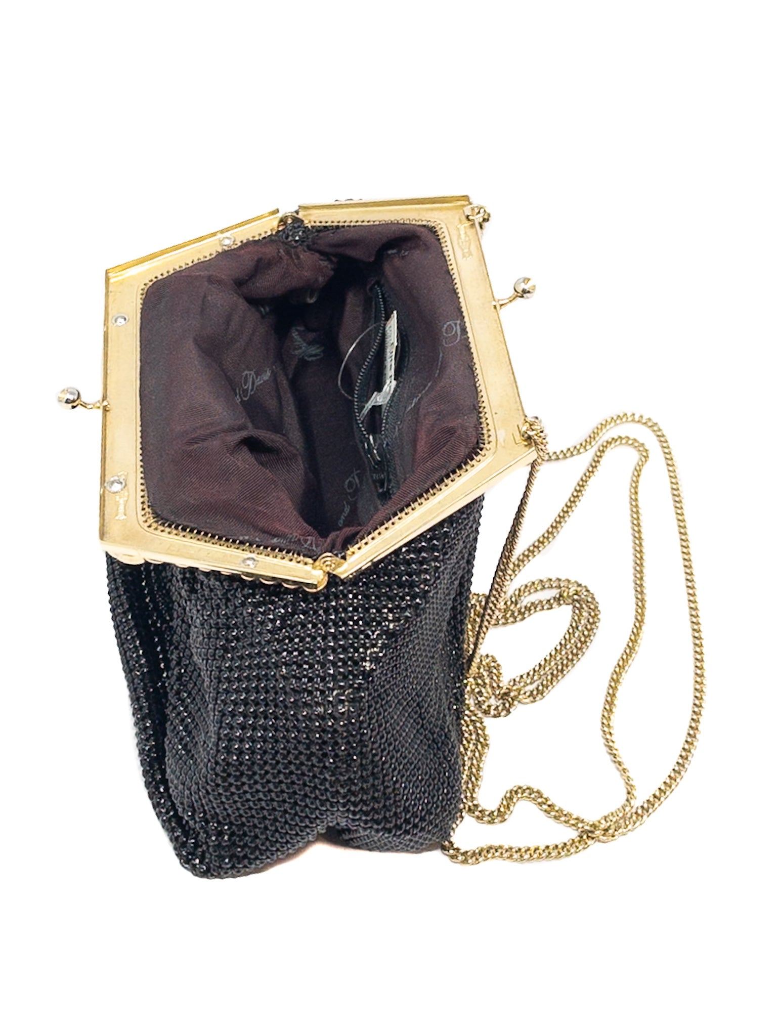 Whiting & Davis Black Gold Embellished Beaded Purse
