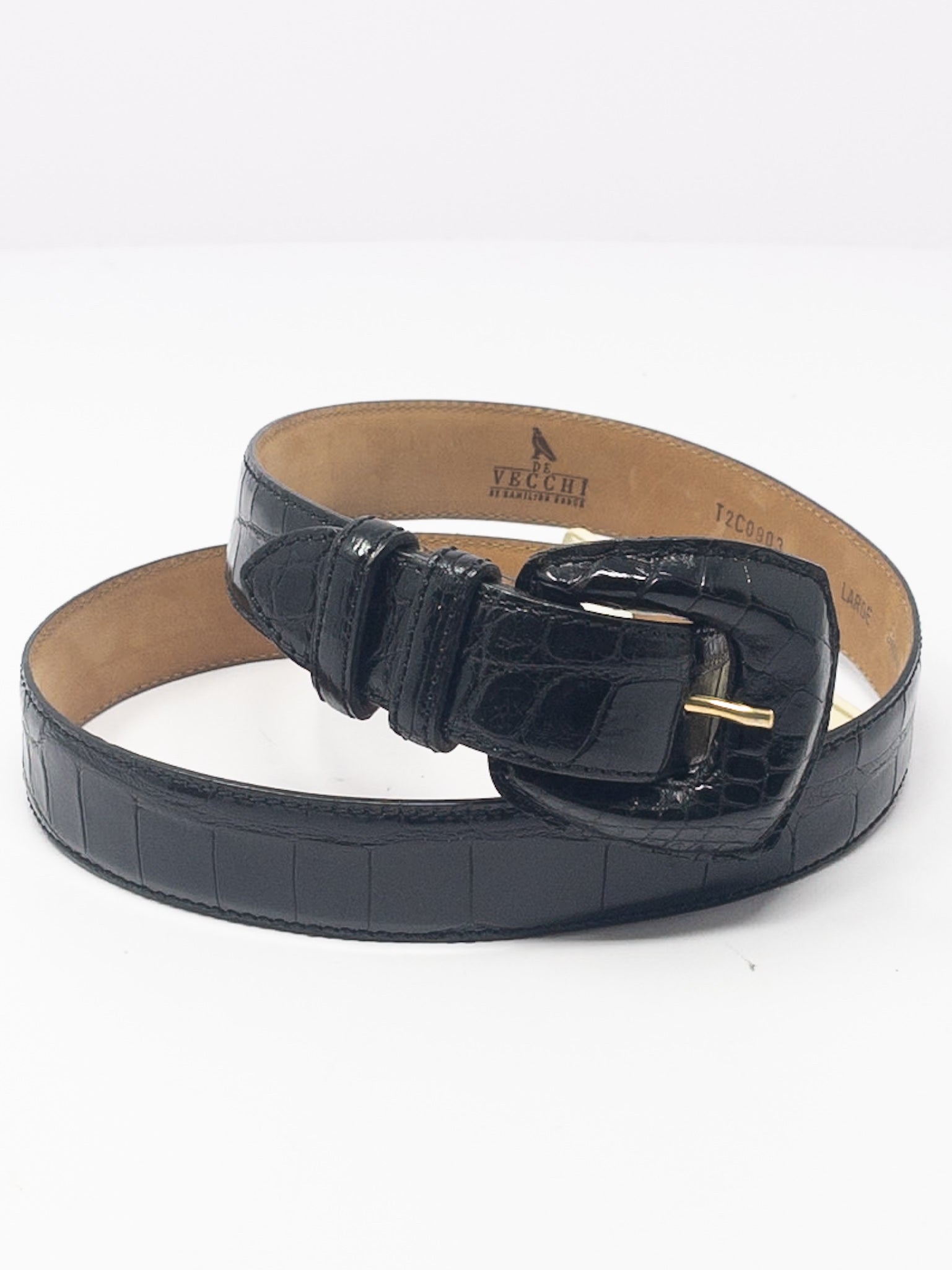 De Vecchi Black Alligator Leather Belts