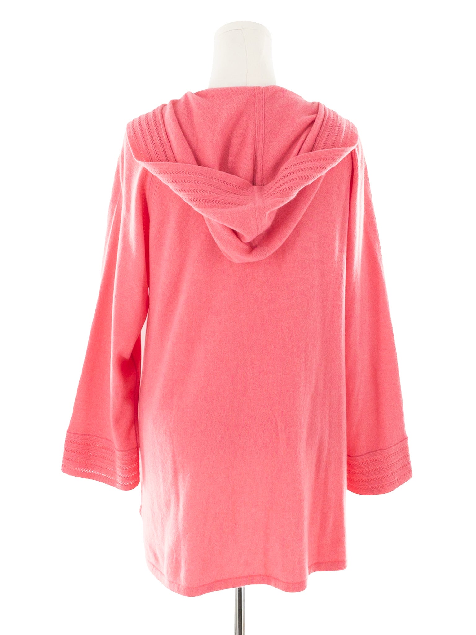 Isaac Mizrahi Pink Hooded Cashmere Size L Cardigan