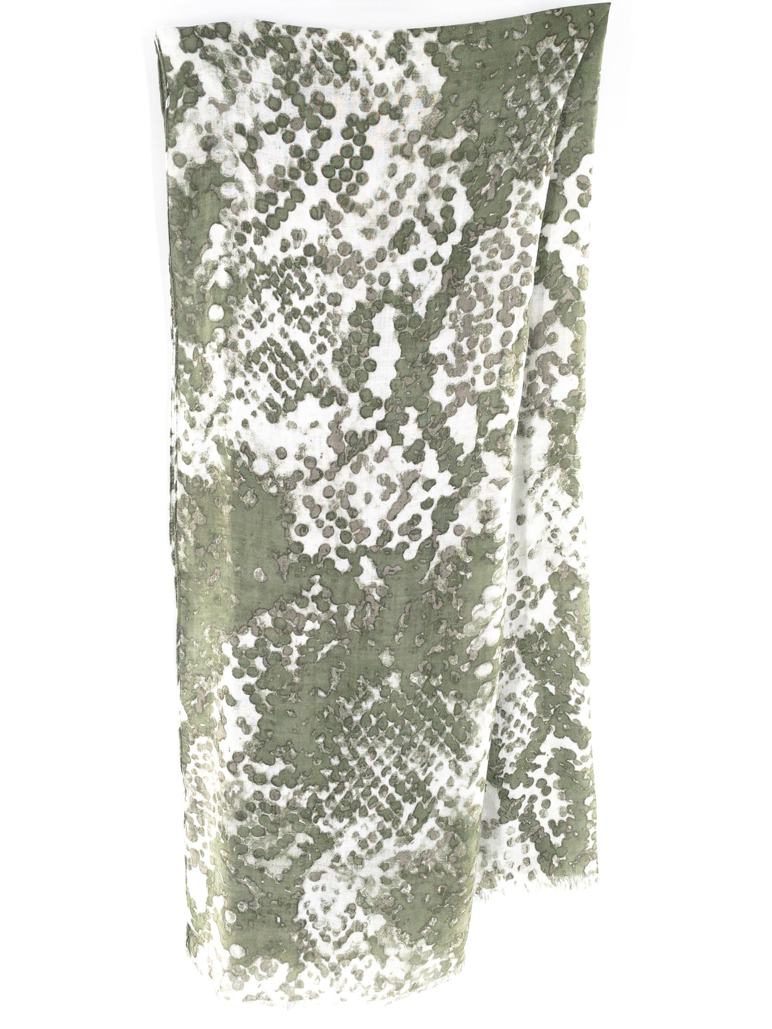 Michael Stars Olive White Print Viscose Scarves