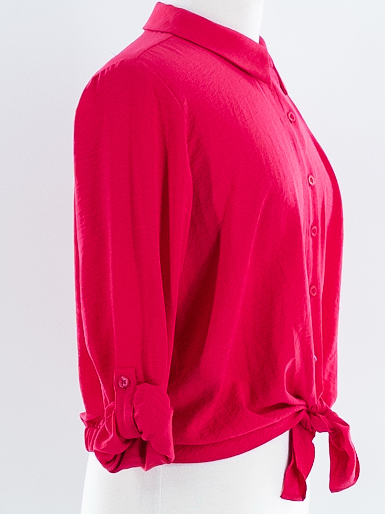 Simply Vera Wang Hot Pink Polyester Roll Sleeve Size S Blouse