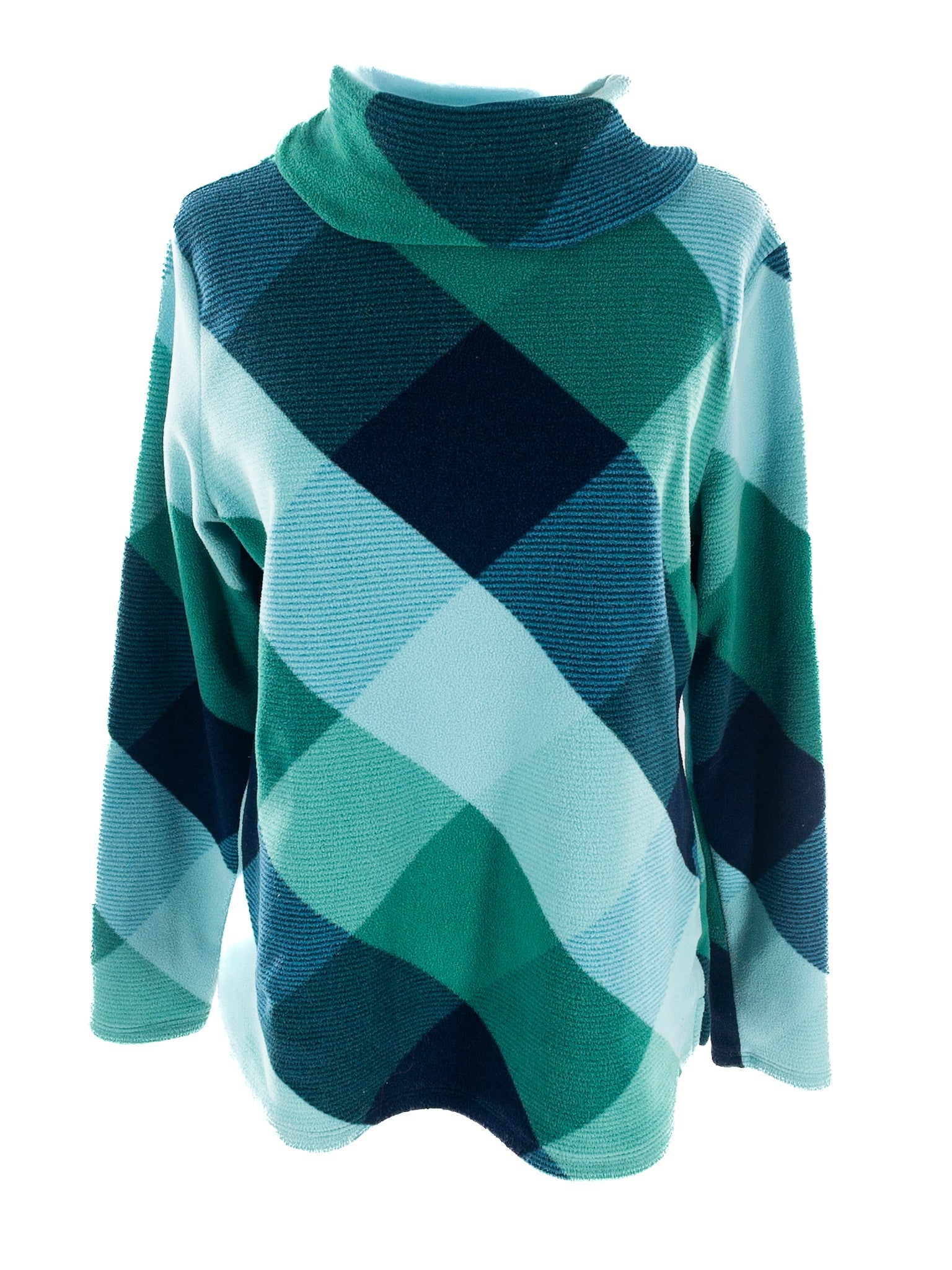Talbots Blue Aqua Plaid Polyester Size M Sweatshirt
