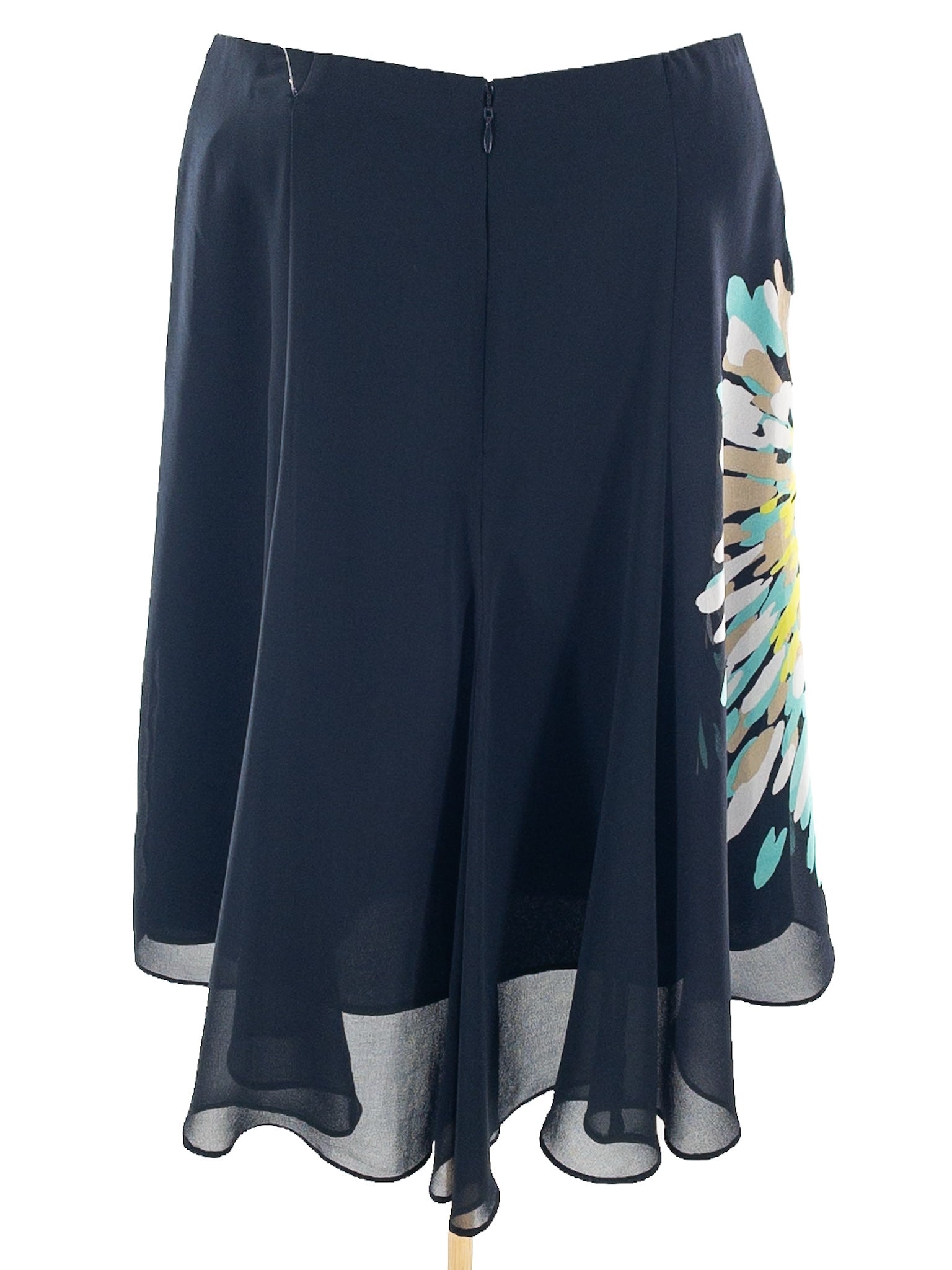 Ann Taylor Navy Multi Floral Polyester Size 4 Skirt