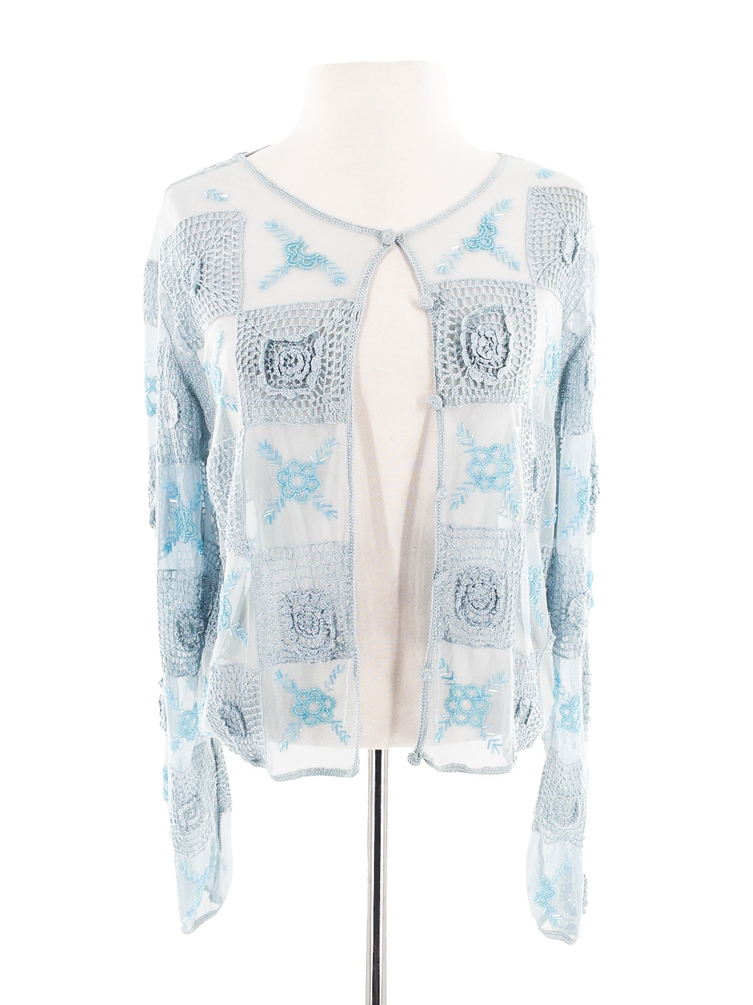 Gantos Light Blue Beaded Rayon Blend Size XL Blazer
