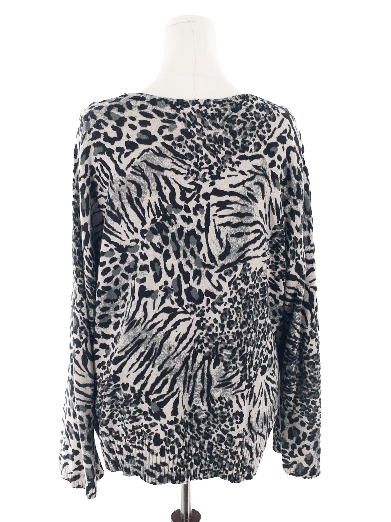 Jones New York Tan Black Animal Print Cotton Size 2X Sweaters