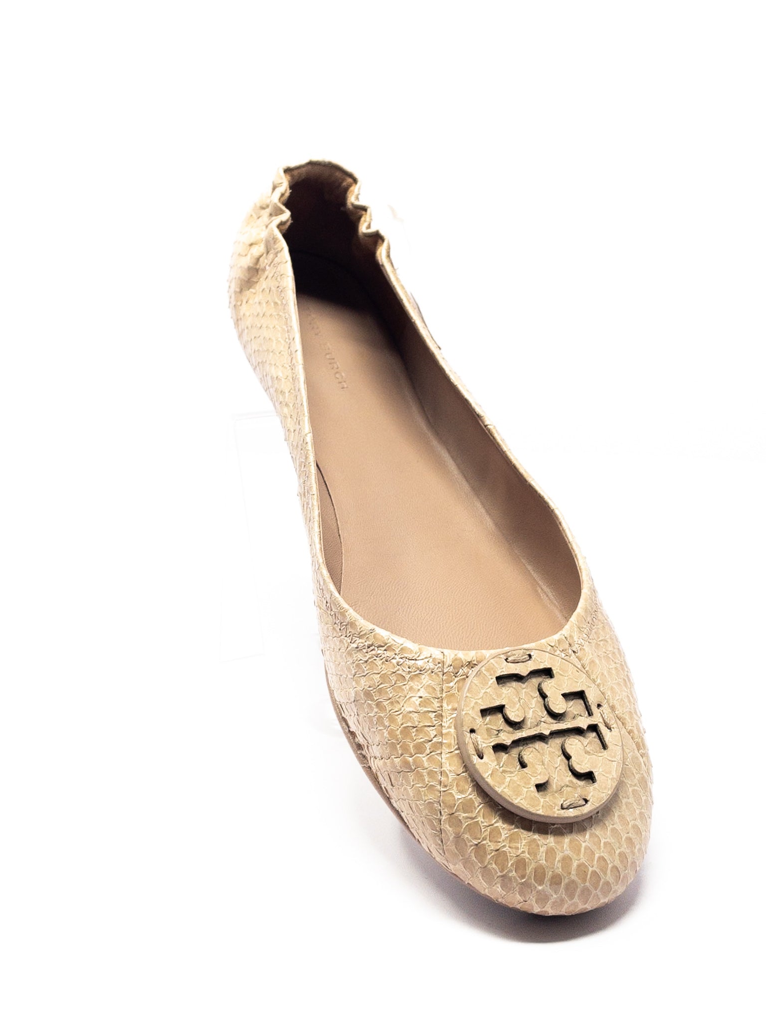 Tory Burch Nude Snake Print Leather 10 Flats
