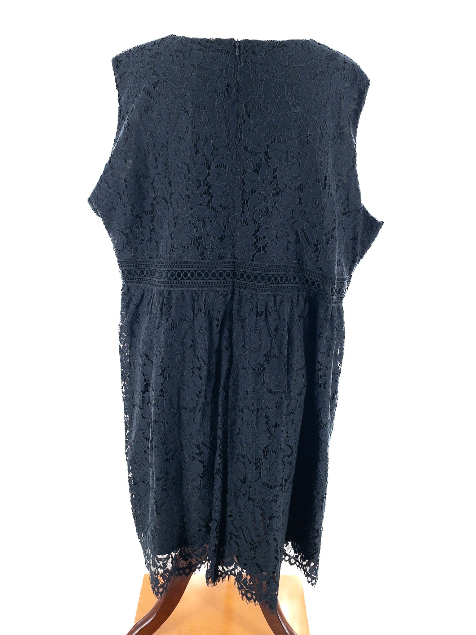 Ulla Popken Navy Lace Cotton Blend Sleeveless Size 28W+ Dress