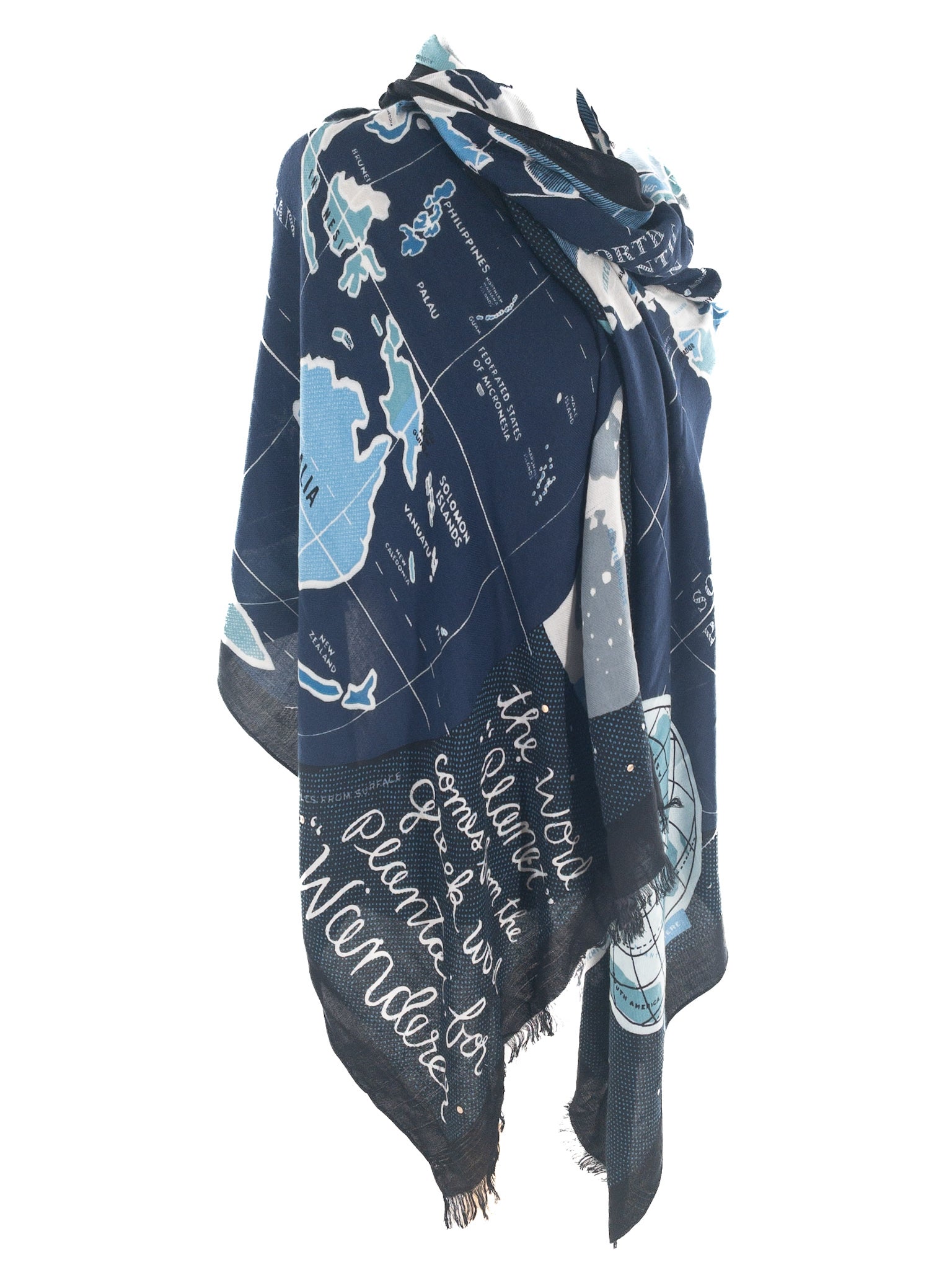 Kate Spade Blue Multi Viscose Blend Scarves