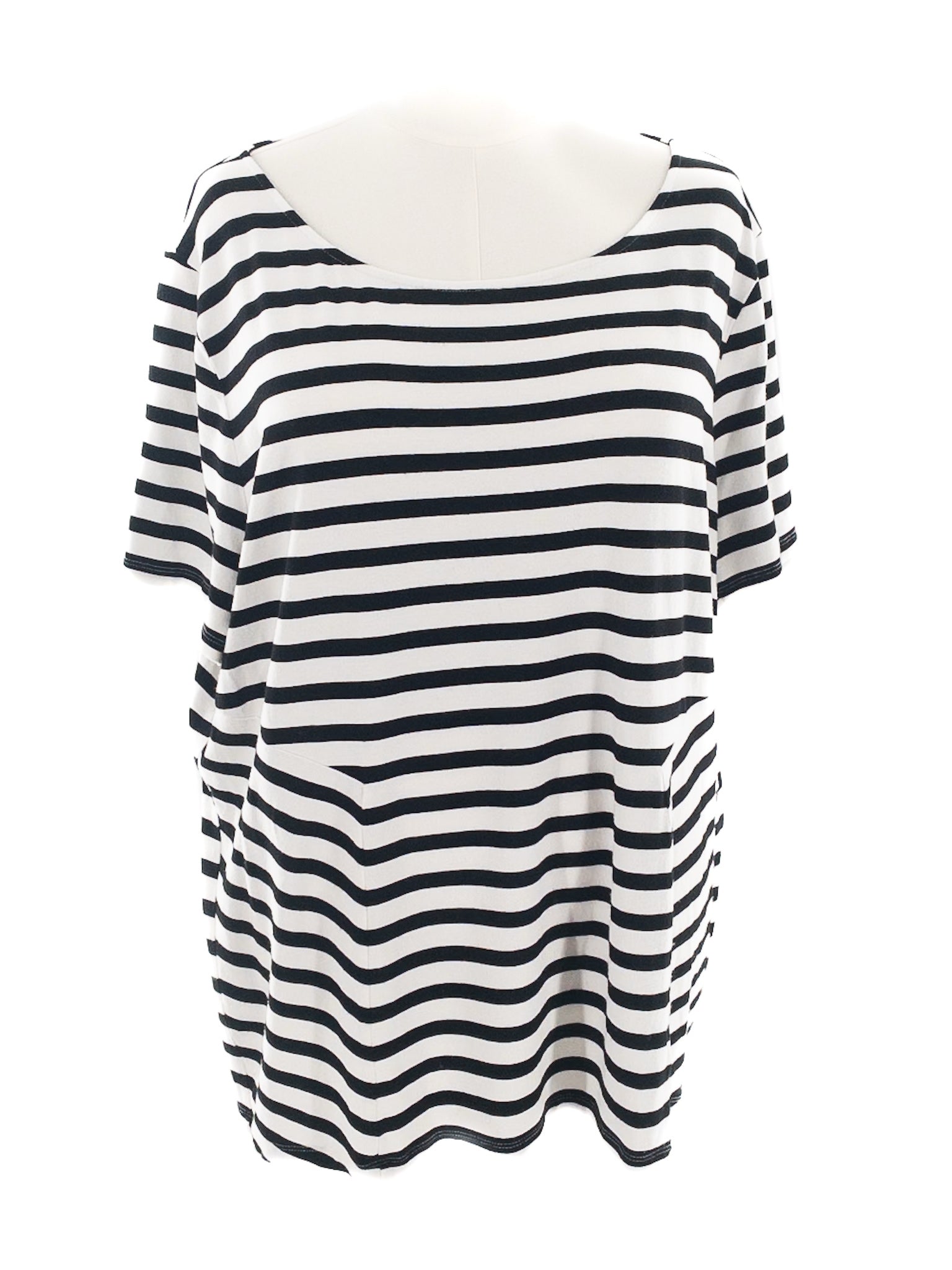 Talbots White Black Stripe Cotton Blend Short Sleeve Size 3X T Shirt