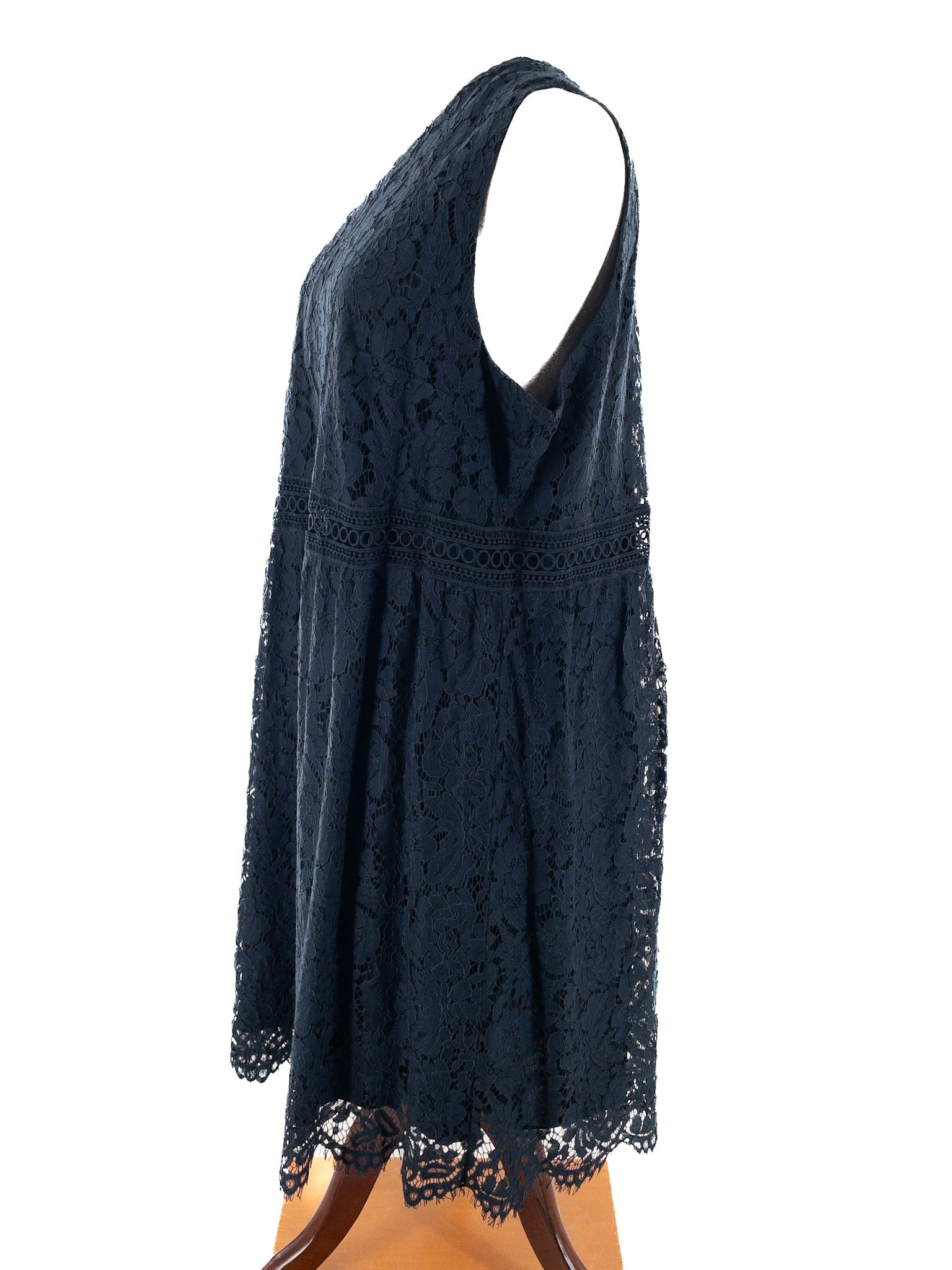 Ulla Popken Navy Lace Cotton Blend Sleeveless Size 28W+ Dress