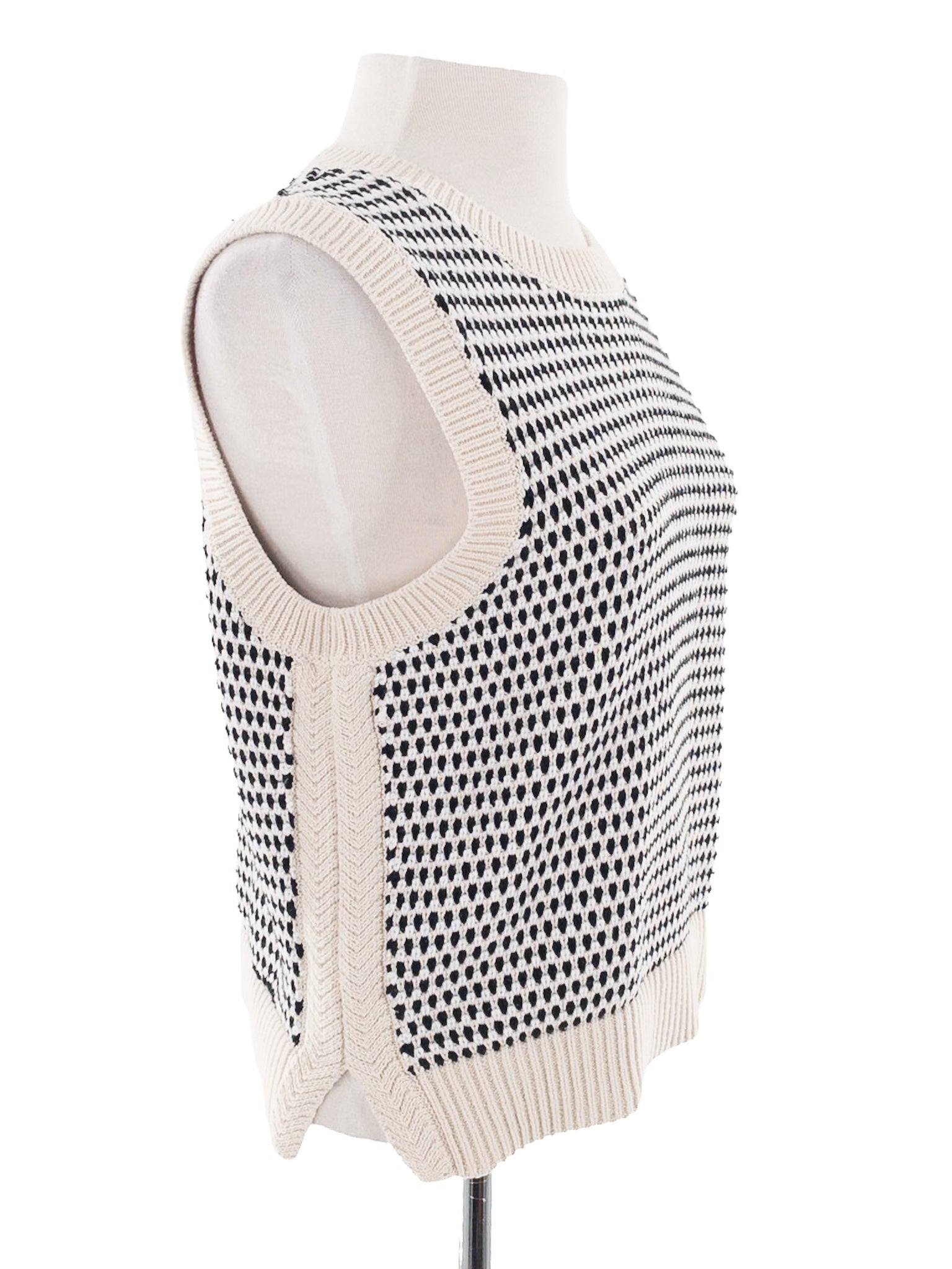 Varley Ivory Black Knit Cotton Blend Size S Sweater Vest