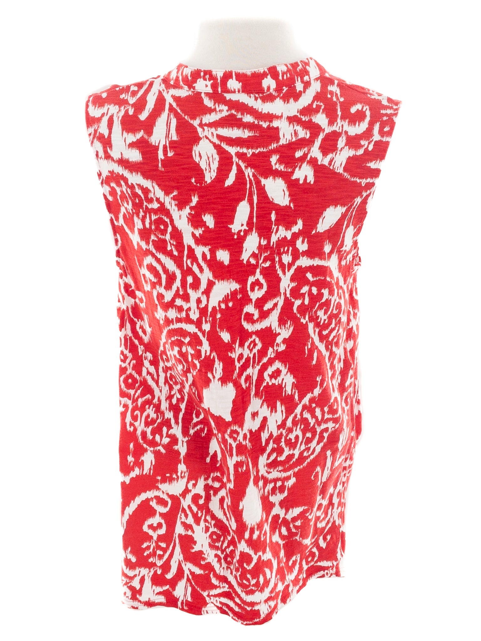 Chicos Red White Batik Cotton Blend Size M Tunic