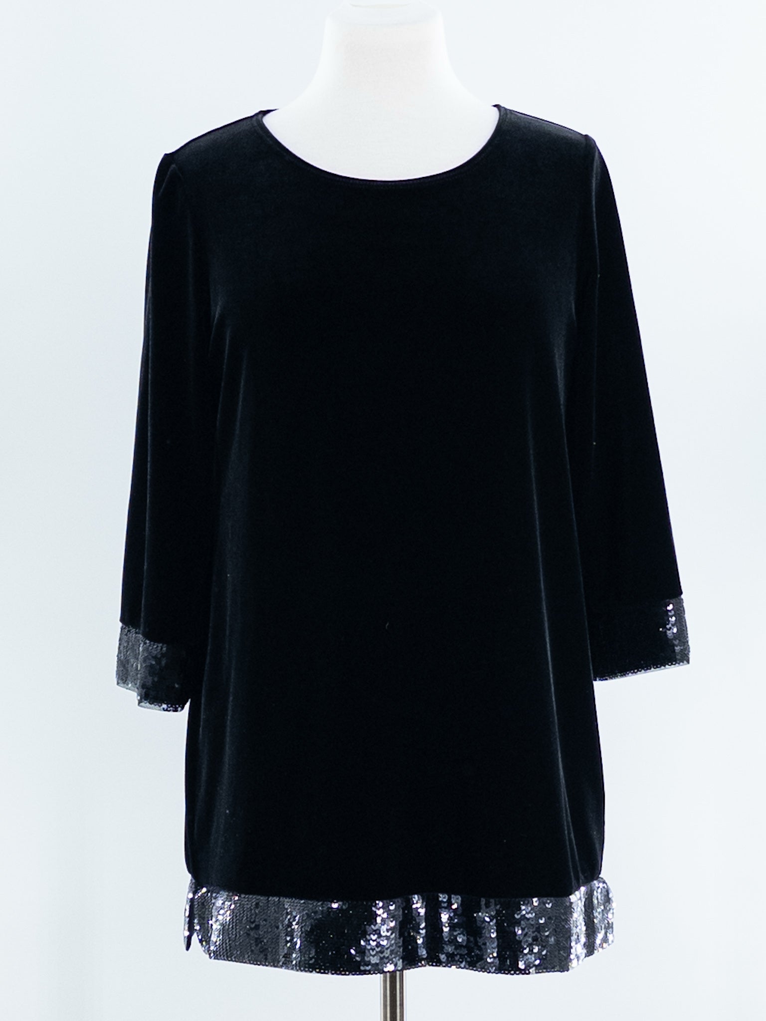 Chicos Black Velour Polyester Blend Size XS Tunic