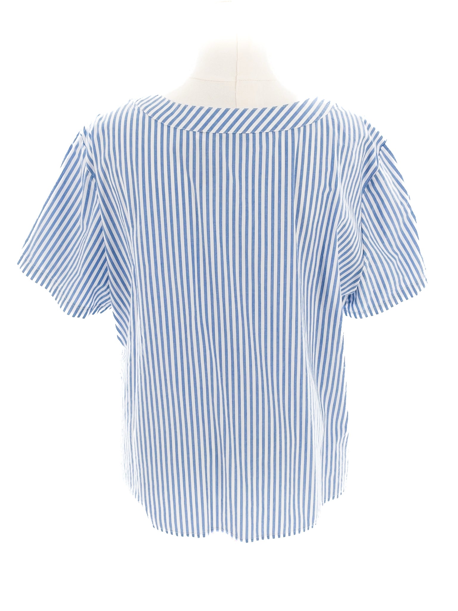 Talbots Blue White Stripe Cotton Blend Short Sleeve Size XLP Blouse