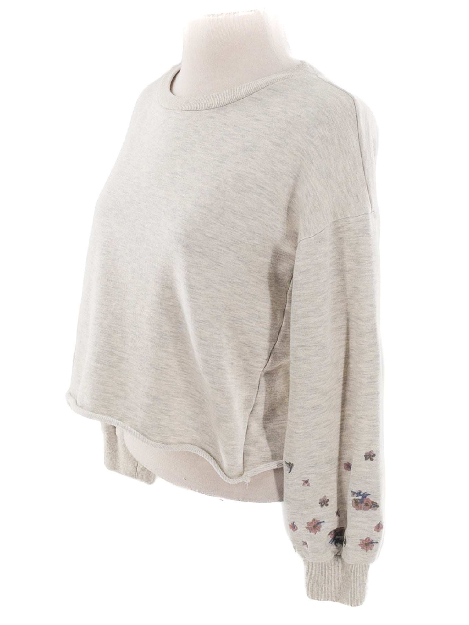 Hem & Thread Gray Embroidered Cotton Blend Size S Sweatshirt