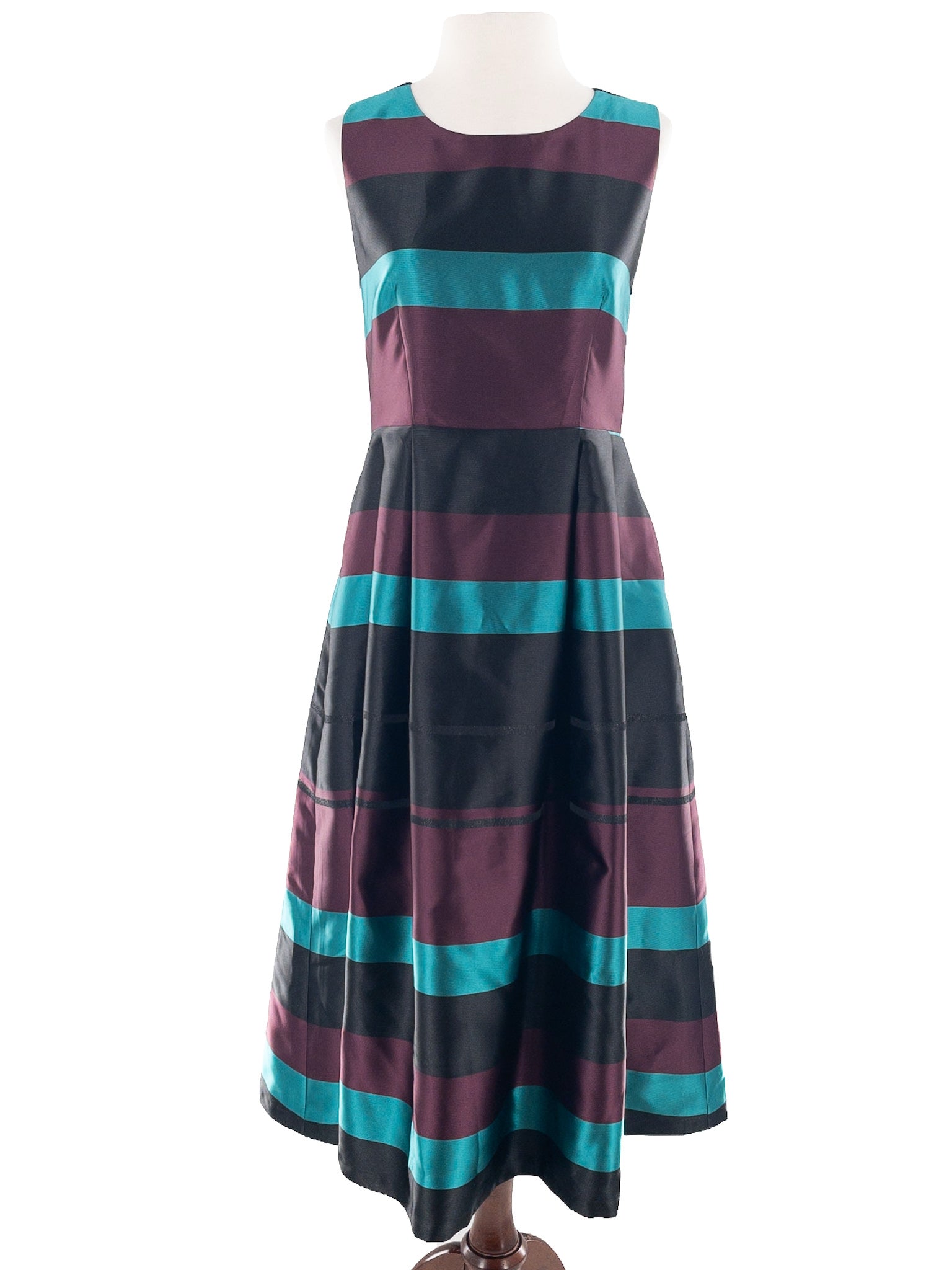 Anh Quy Multi-Color Stripe Polyester Blend Sleeveless Size 8 Dress