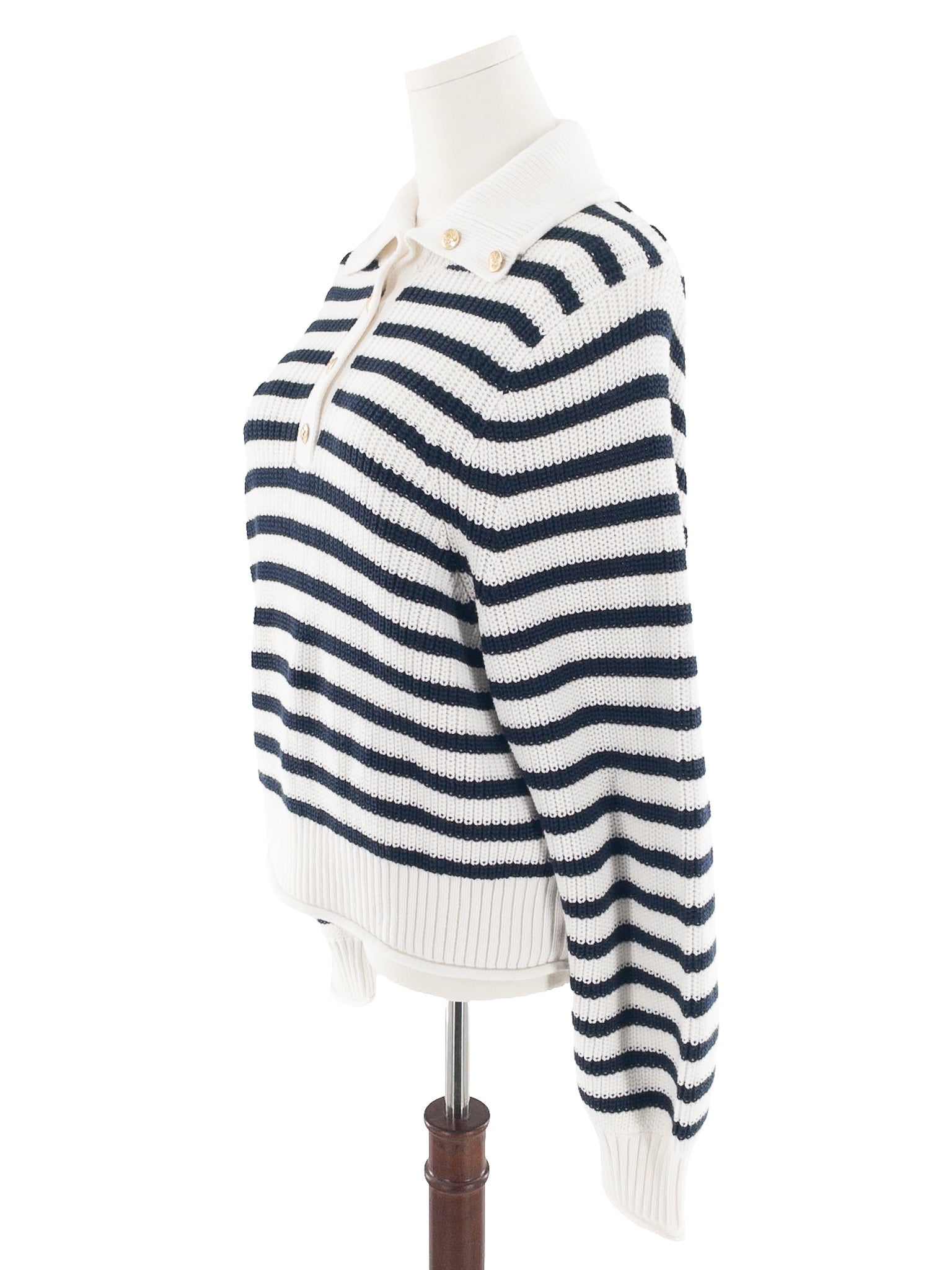 J Crew Ivory Navy Stripe Cotton Size L Sweaters