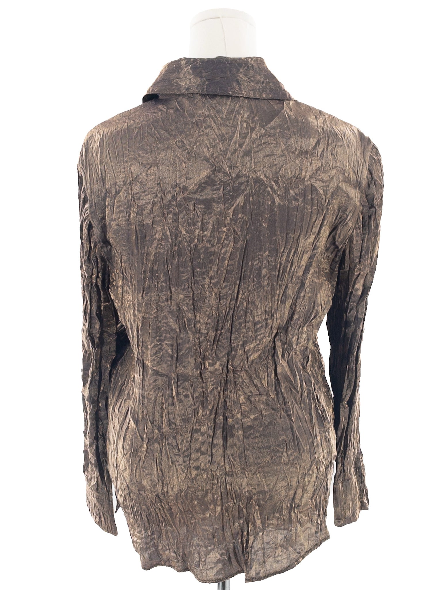 JM Collection Gold Iridescent Rayon Blend Long Sleeve Size 12 Blouse