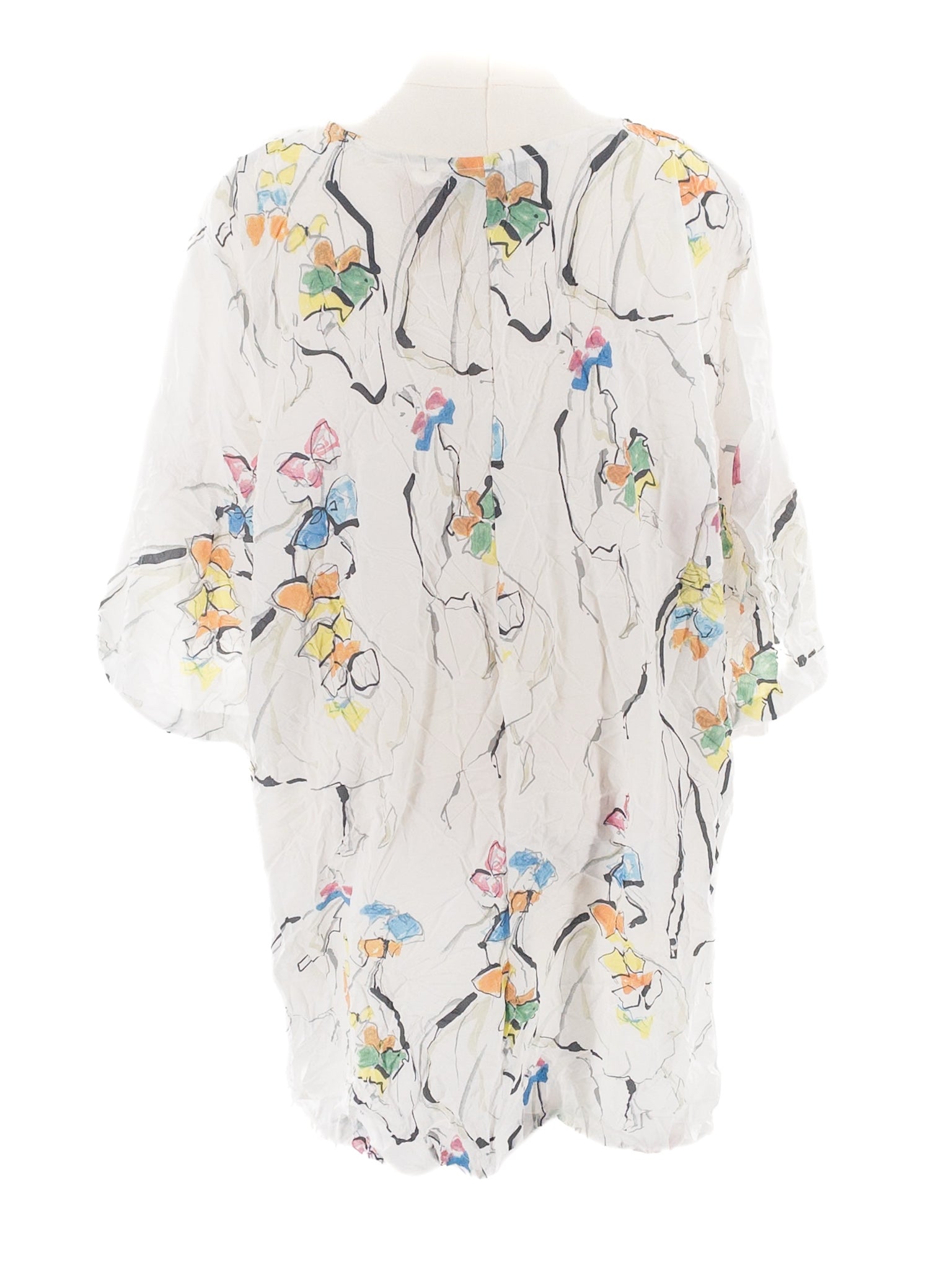 Comfy White Multi Crinkle Polyester Short Sleeve Size 2X Blouse